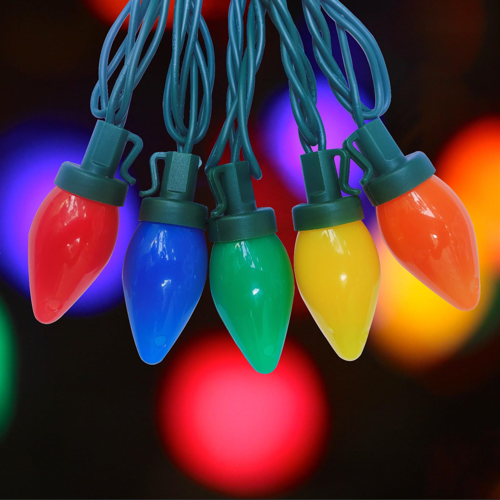 Fonusty 25Ft C7 Led Christmas Lights - 25 Multicolor Shatterproof Bulbs, Waterproof For Outdoor Decor