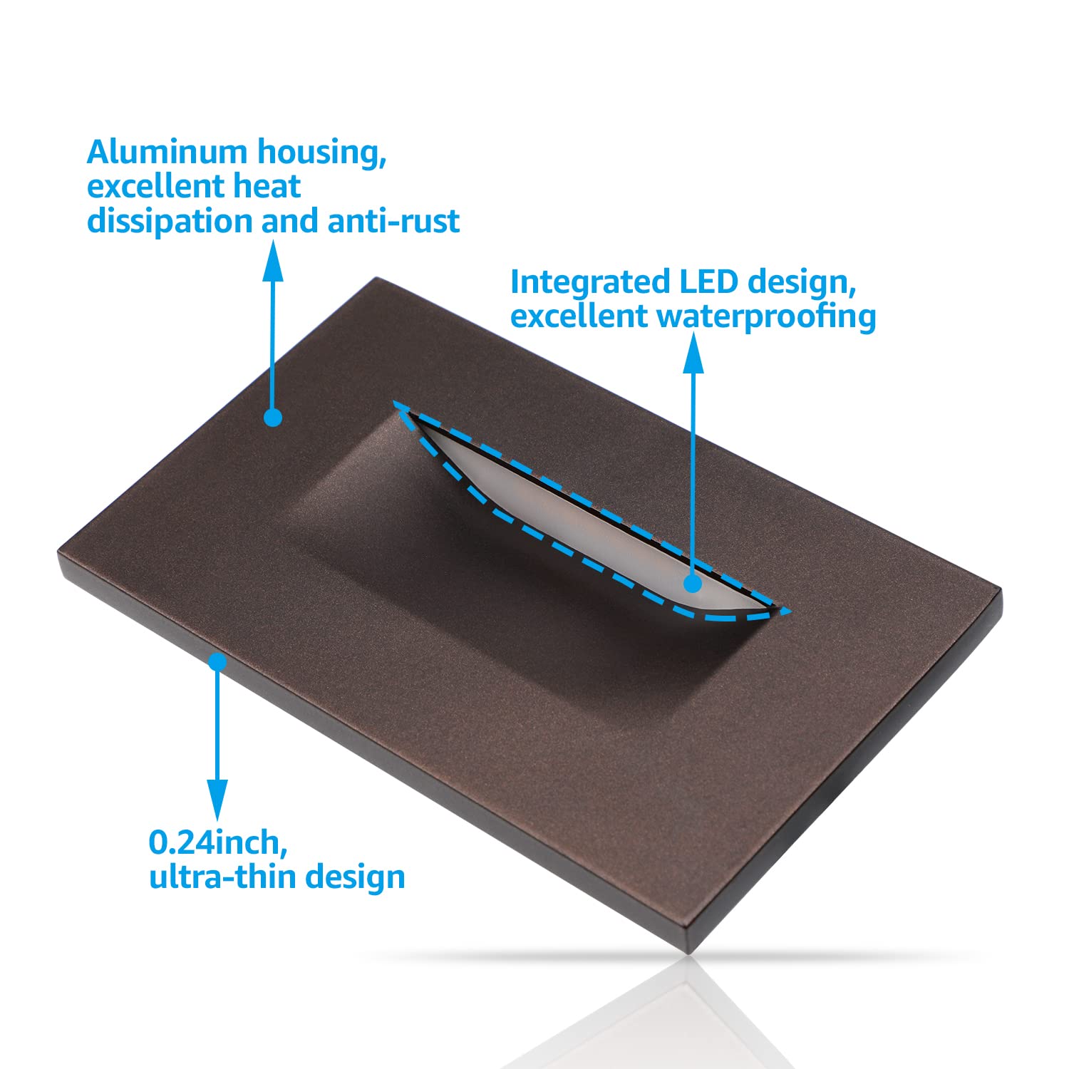 LEONLITE 12-Pack LED Step Lights, 3CCT Dimmable 3.5W, 4.72", Oil-Rubbed Bronze, Model 49895, IP