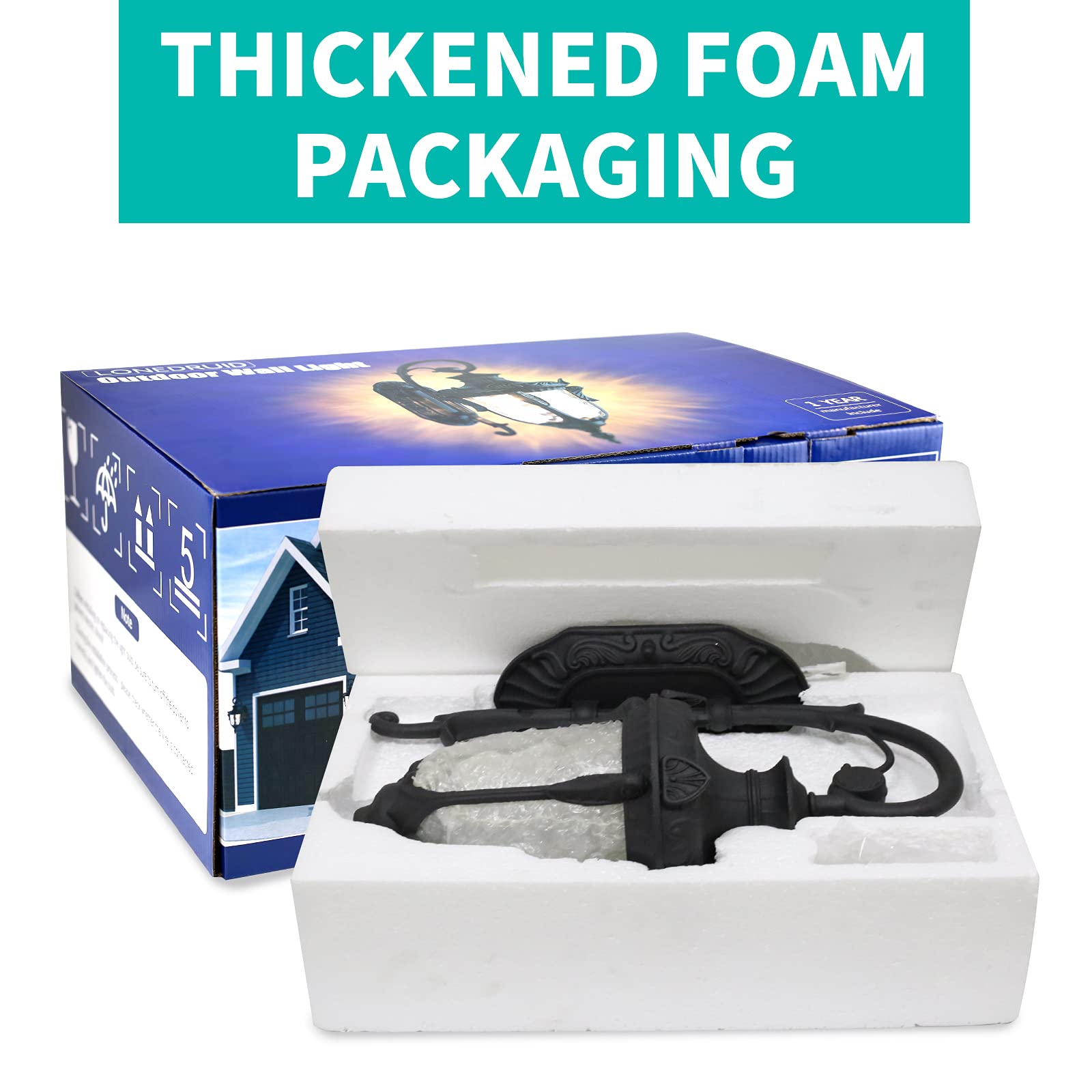 Lonedruid Black Outdoor Wall Light 20.47&quot; H Waterproof Sconce With Hammered Glass Shade