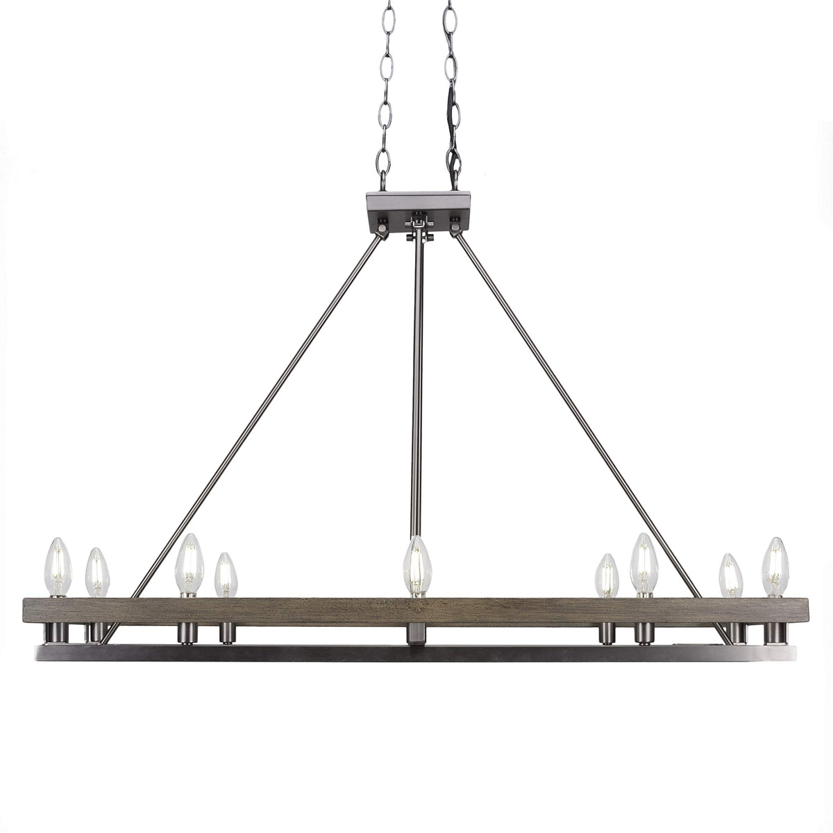 Belmont 10 Light Island in Painted Distressed Wood-Look & Graphite (2740-GPDW)