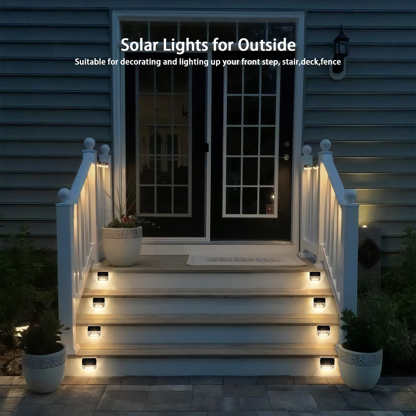 Qualdout Solar Outdoor Lights, 16 Pack Waterproof Acrylic Deck Lights, Warm White, Model LT0024816