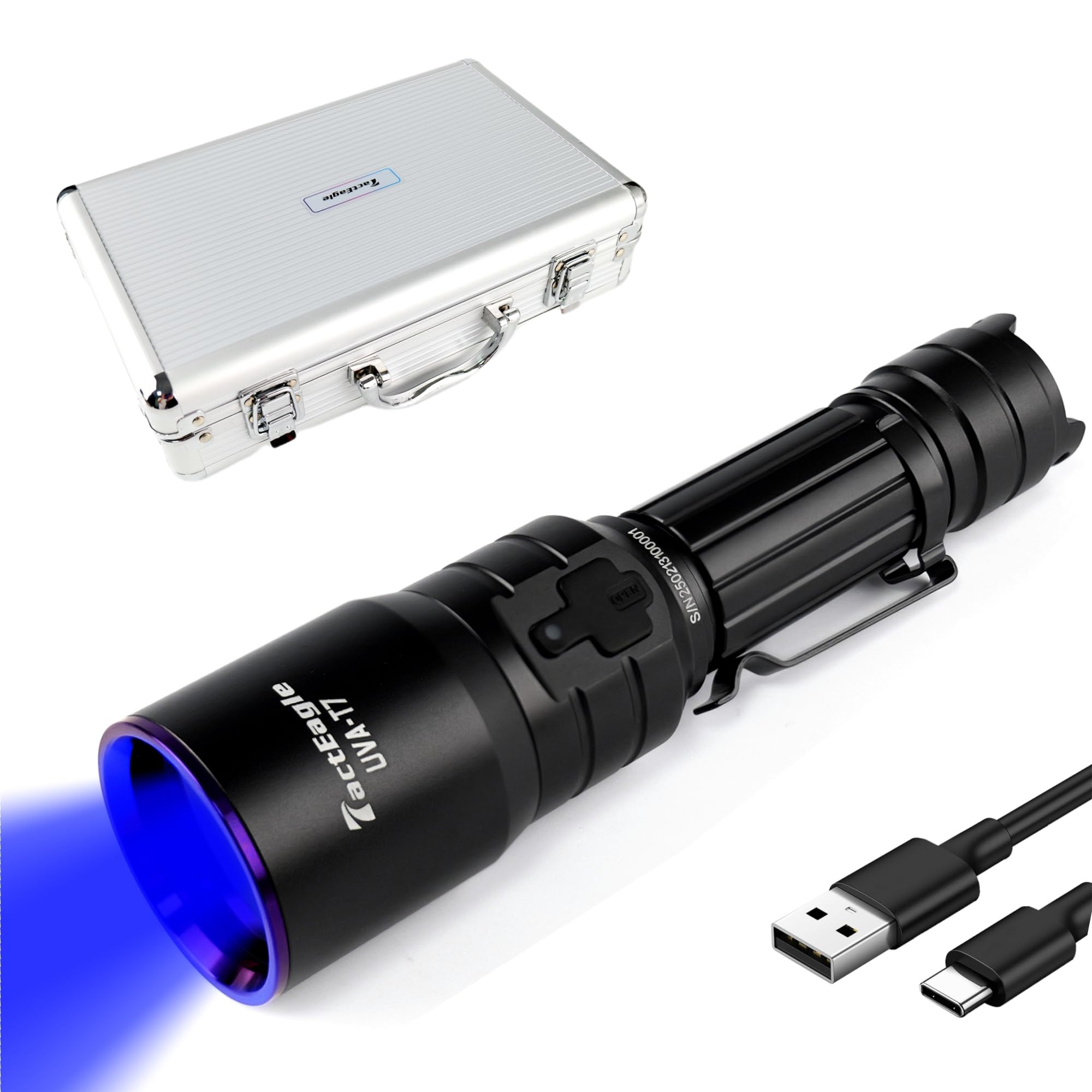 Tacteagle Uva-T7 Industrial Uv Flashlight 365Nm Black Light For Ndt, Glue Curing, A/C Leak Detection
