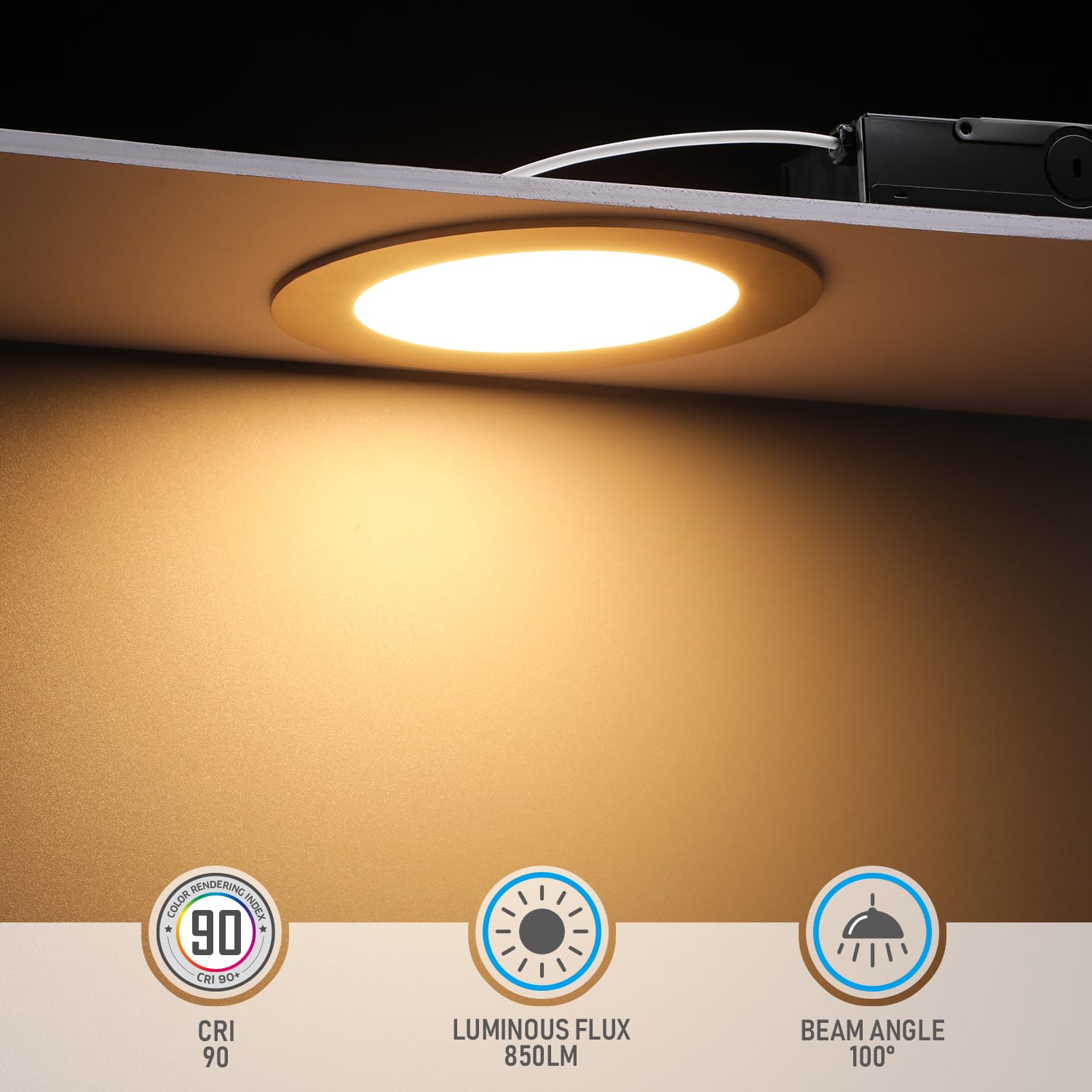 TORCHSTAR E-Lite Series 6 Inch Slim Recessed Light, Dimmable LED, Soft White 2700K, ETL Listed, Model XO1JDL-6D13
