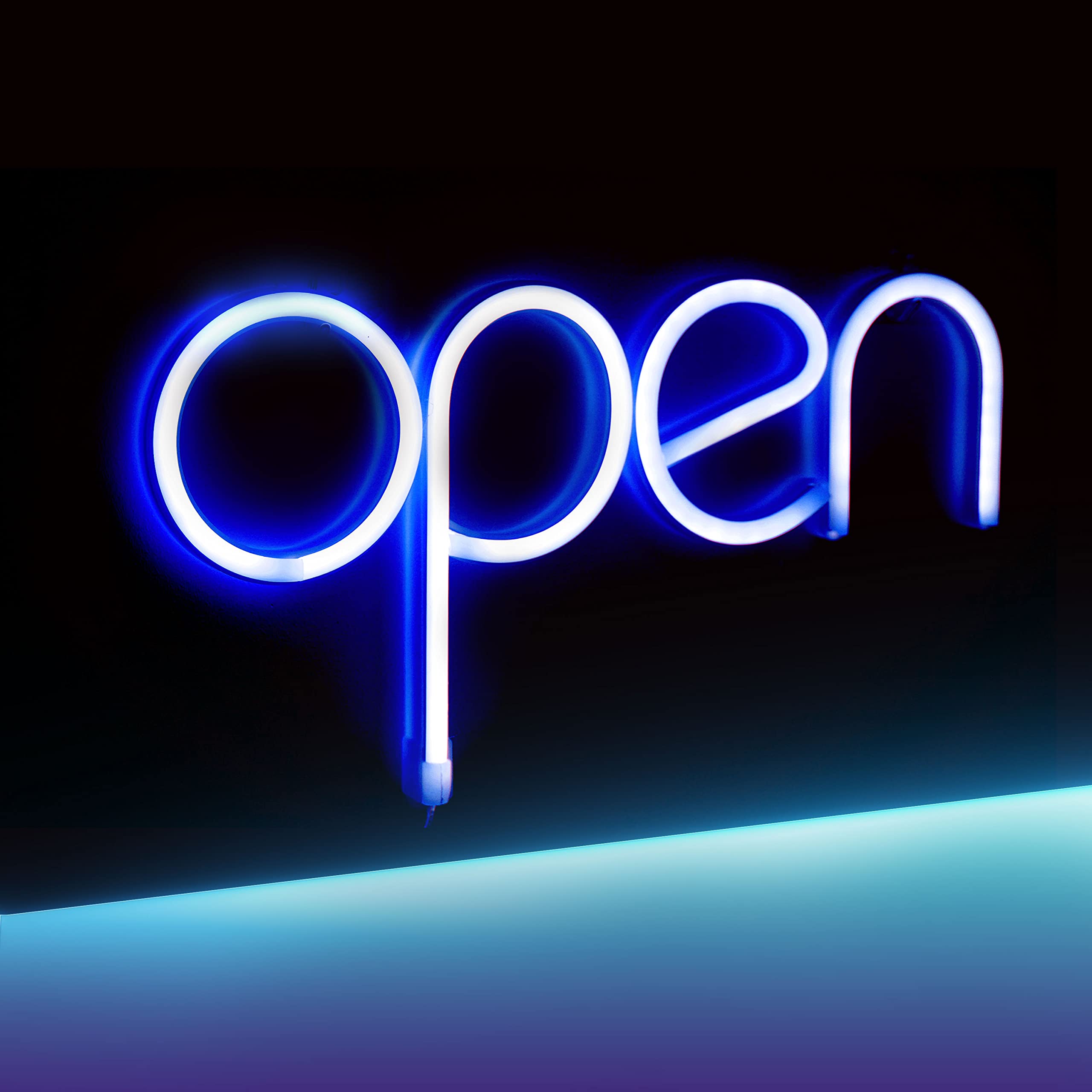 StarryMine LED Neon Open Sign, USB or Battery Powered, 13.8inx7.1in, Blue