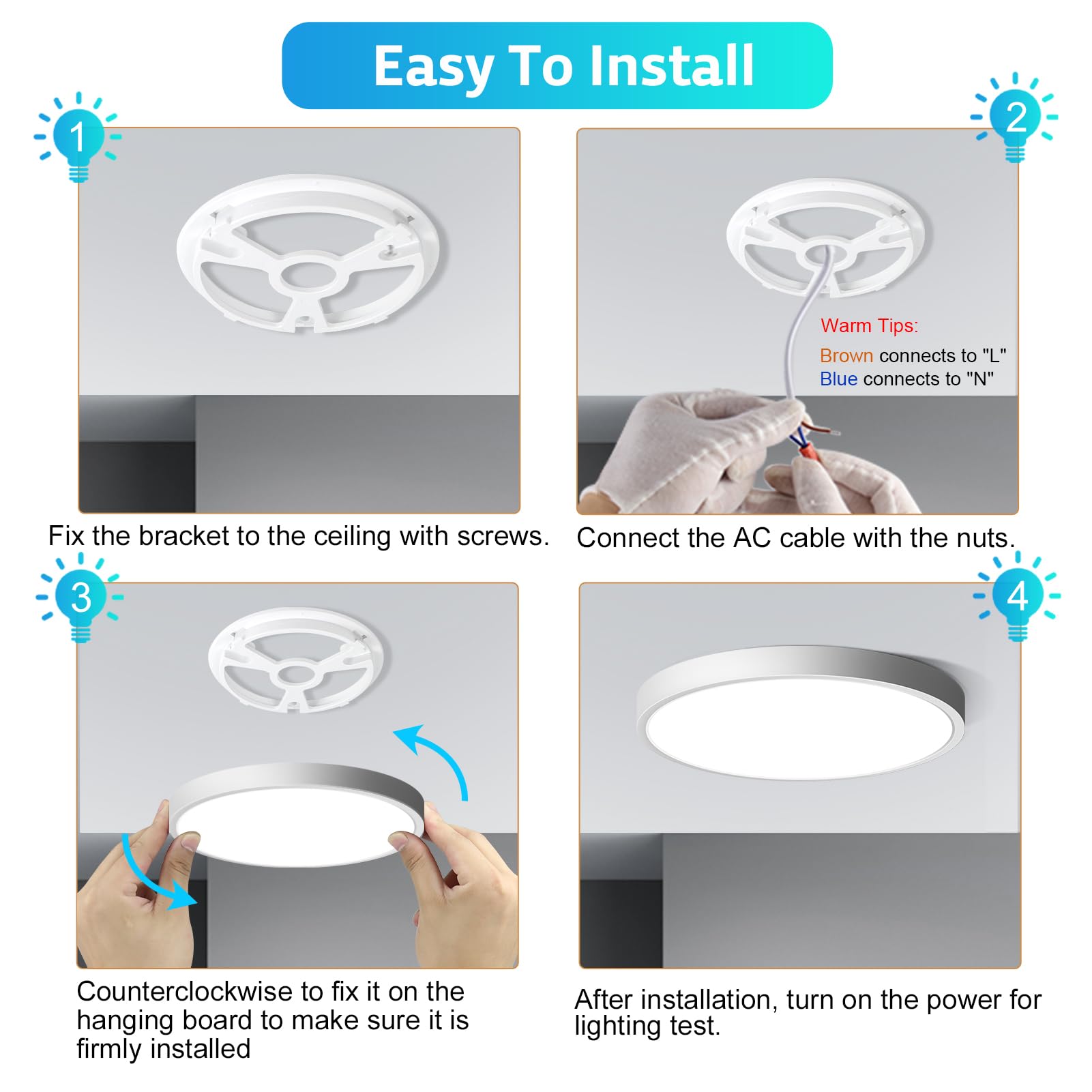 Lightingwill 7 Inch Led Flush Mount Ceiling Light Fixture  2800K Warm White  1500Lm  12W  Flat Modern Round Lighting Fixture  120W Equivalent White Ceiling Lamp For Kitchens  Bedrooms.Etc.