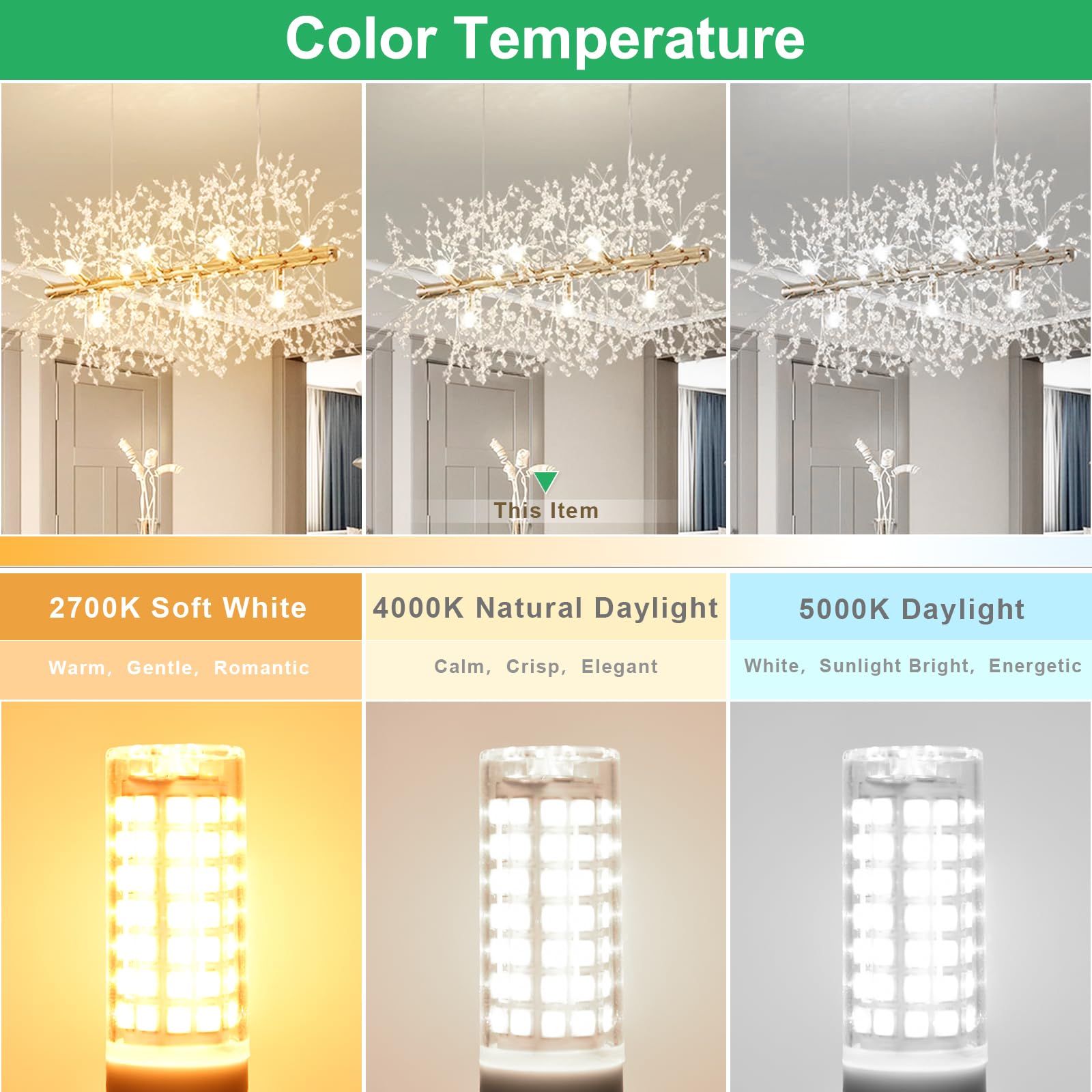 Hansang 10 Pack G9 Led Bulbs 4000K Natural Daylight 6W (60W Halogen Equivalent) T4 Chandelier Light Bulbs G9 Bi Pin Ceramic Base