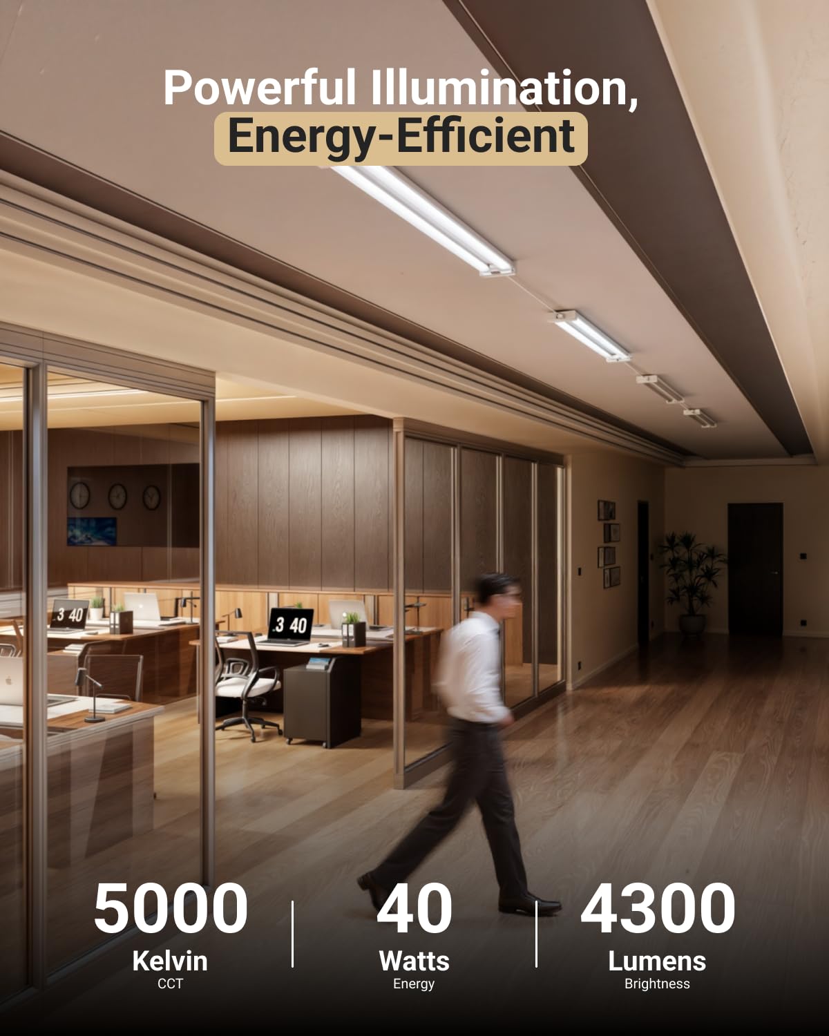 Sunco Motion Sensor 4ft LED Shop Light, Garage Lights Ceiling LED Plug in Fixtures, 40W, 5000K Daylight, Frosted, Motion Activat