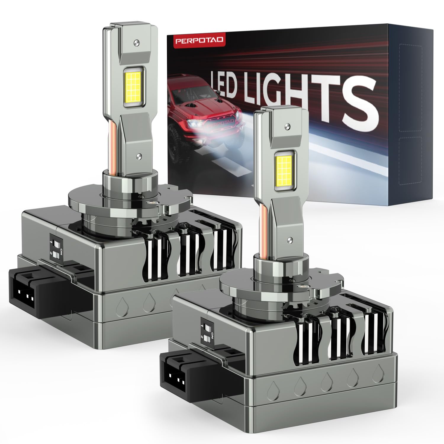 PERPOTAO D1S D1R Led Bulb, 46,000LM, 800% Brightness, 6,000K White, 10x Cooling, Xenon HID Replacment, Fast Plug, Compatible 99.