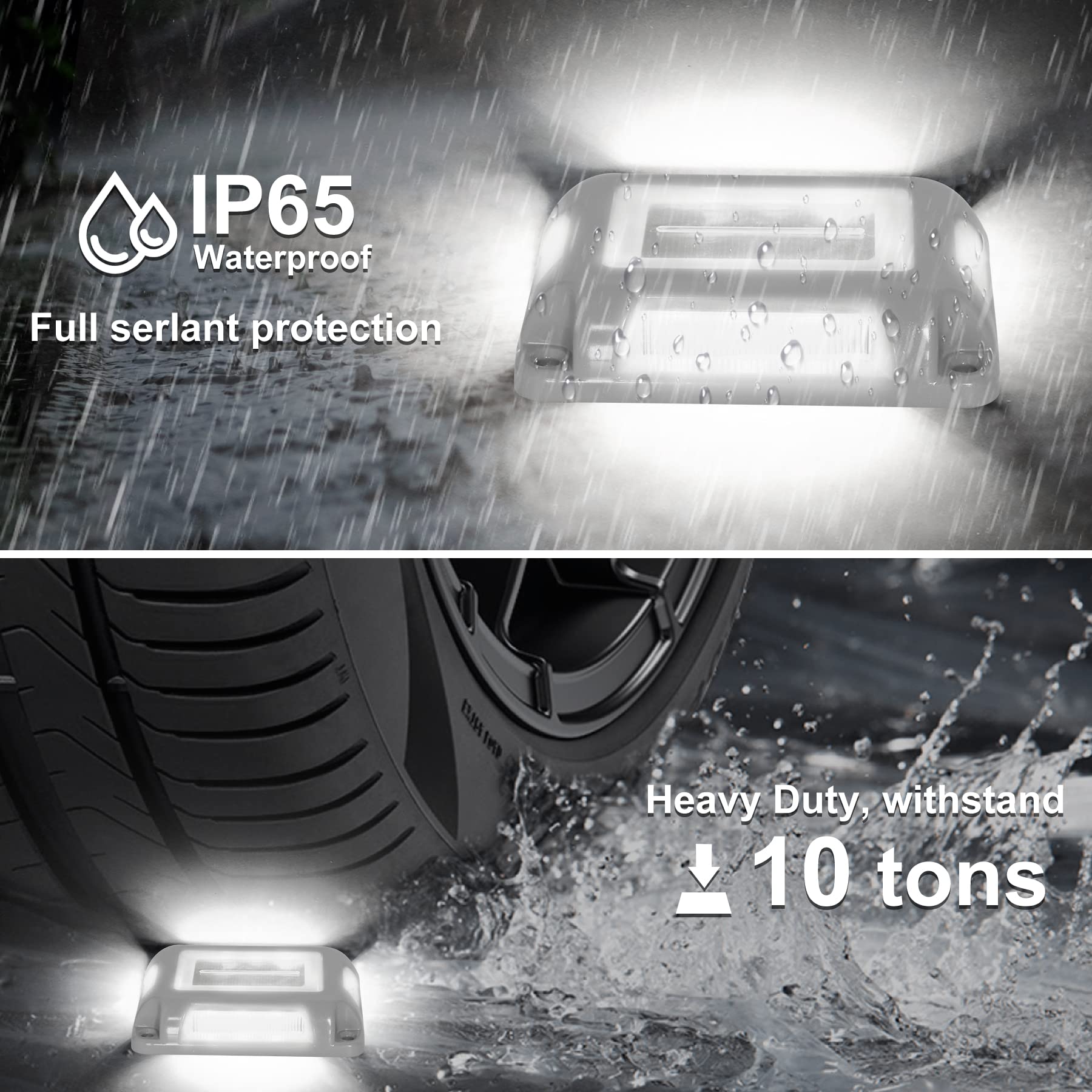 Crepow Solar Deck Lights - 8 Pack Waterproof Led Aluminum Driveway Dock Step Pathway Lights