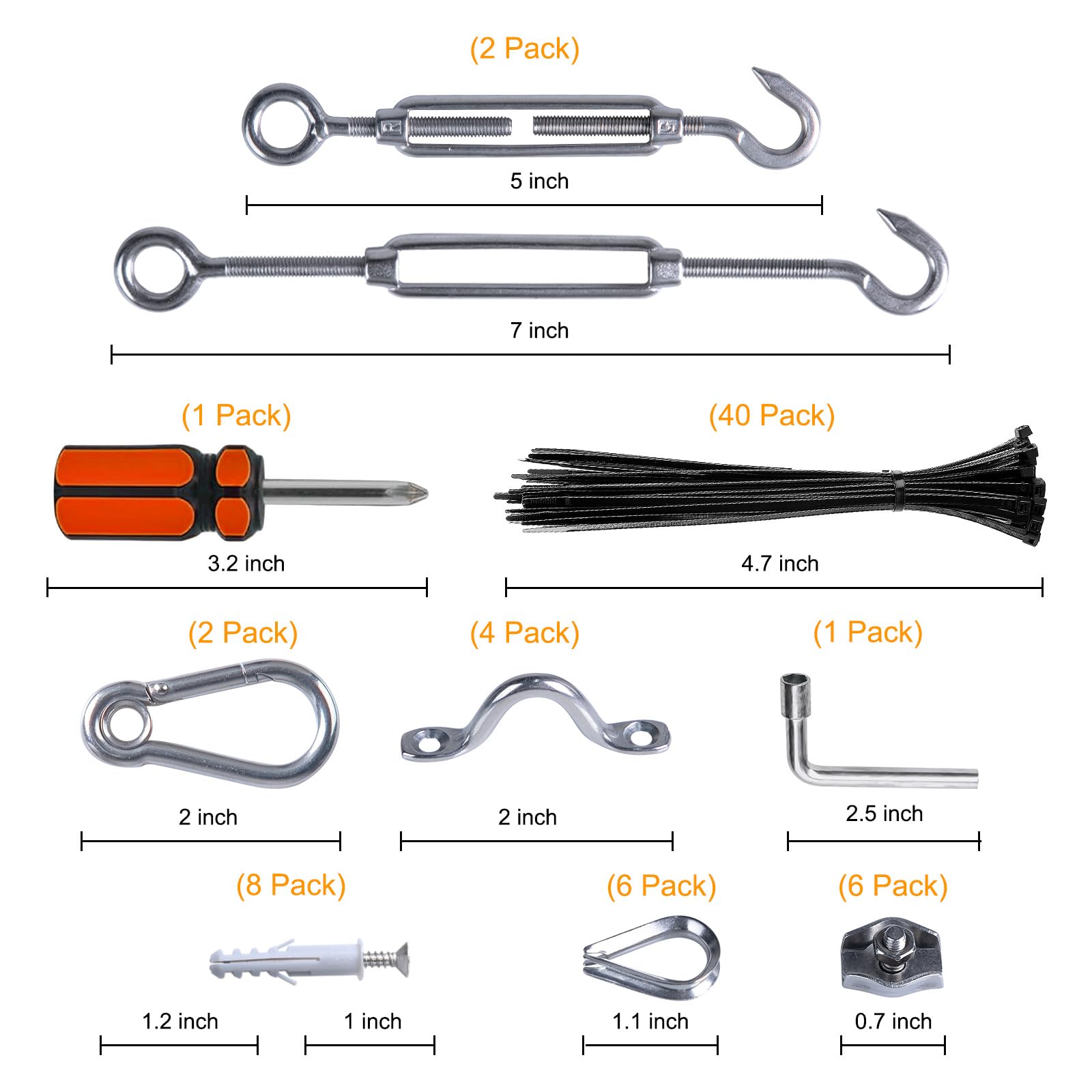 Brightown 100Ft String Lights Hanging Kit - Heavy Duty Stainless Steel Suspension Rope & Accessories