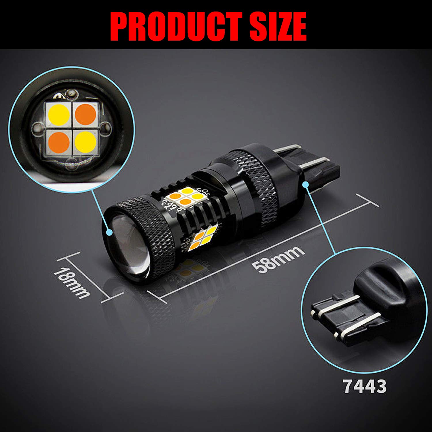 JDM ASTAR 3157 Switchback LED Bulbs, Extremely Bright 3030 Chipsets, Yellow/White, Projector for Turn Signal Lights