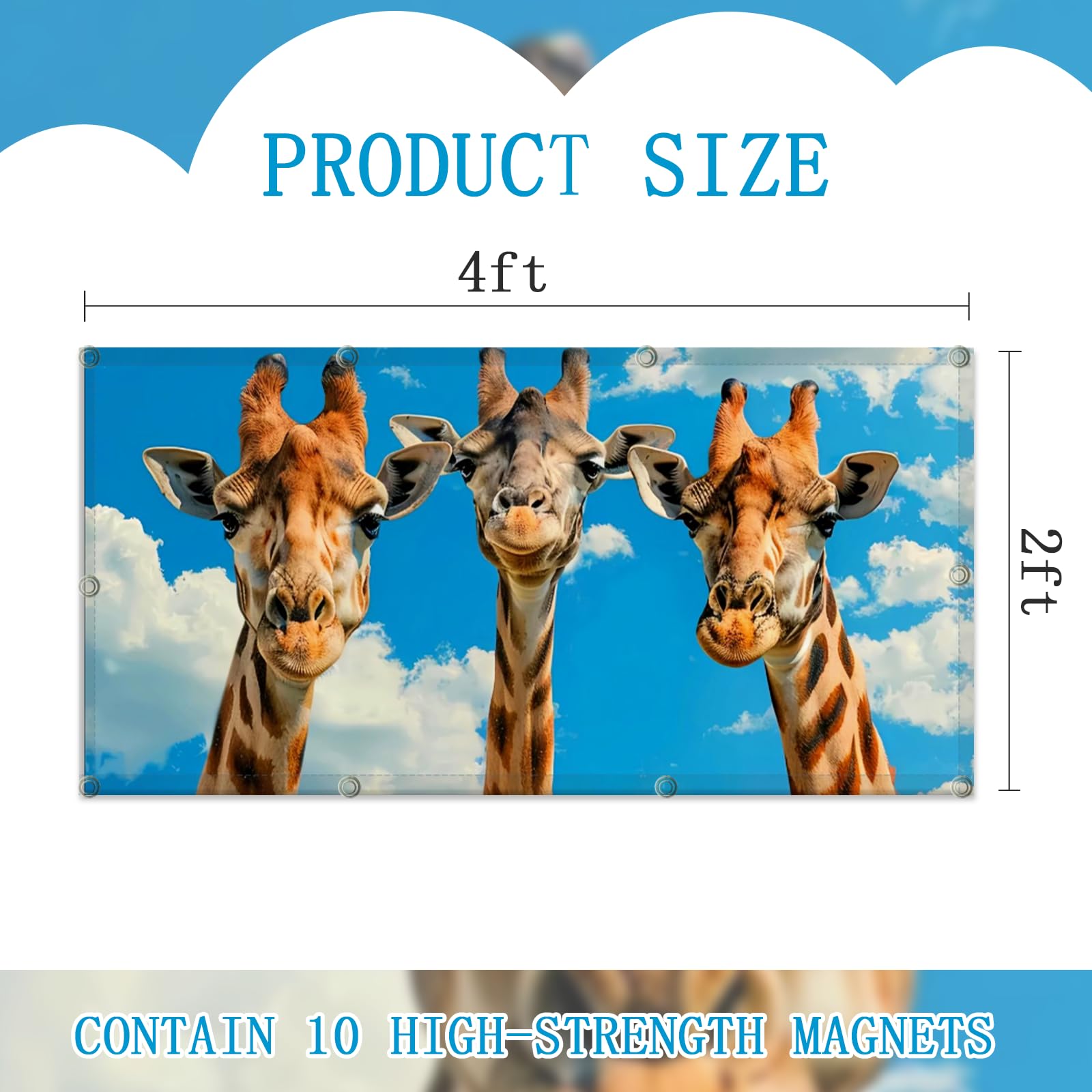 SCWISOAS Fluorescent Light Covers - Magnetic 2ft x 4ft Filters for Classroom, Home, Office - Three Giraffes Design