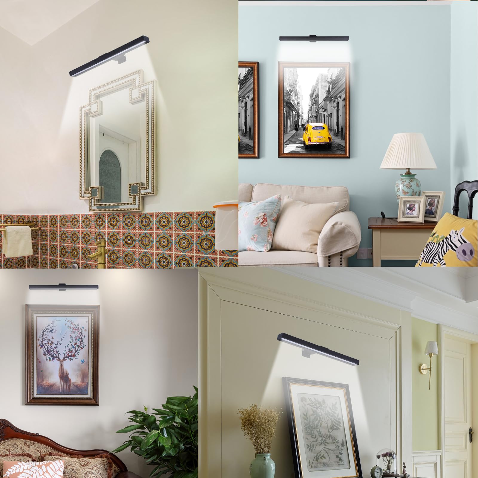 Vigmoj Wireless Led Picture Light 16In With Remote,Dimmable And Timer Picture Lights For Paintings,Metal Rechargeable Art Light