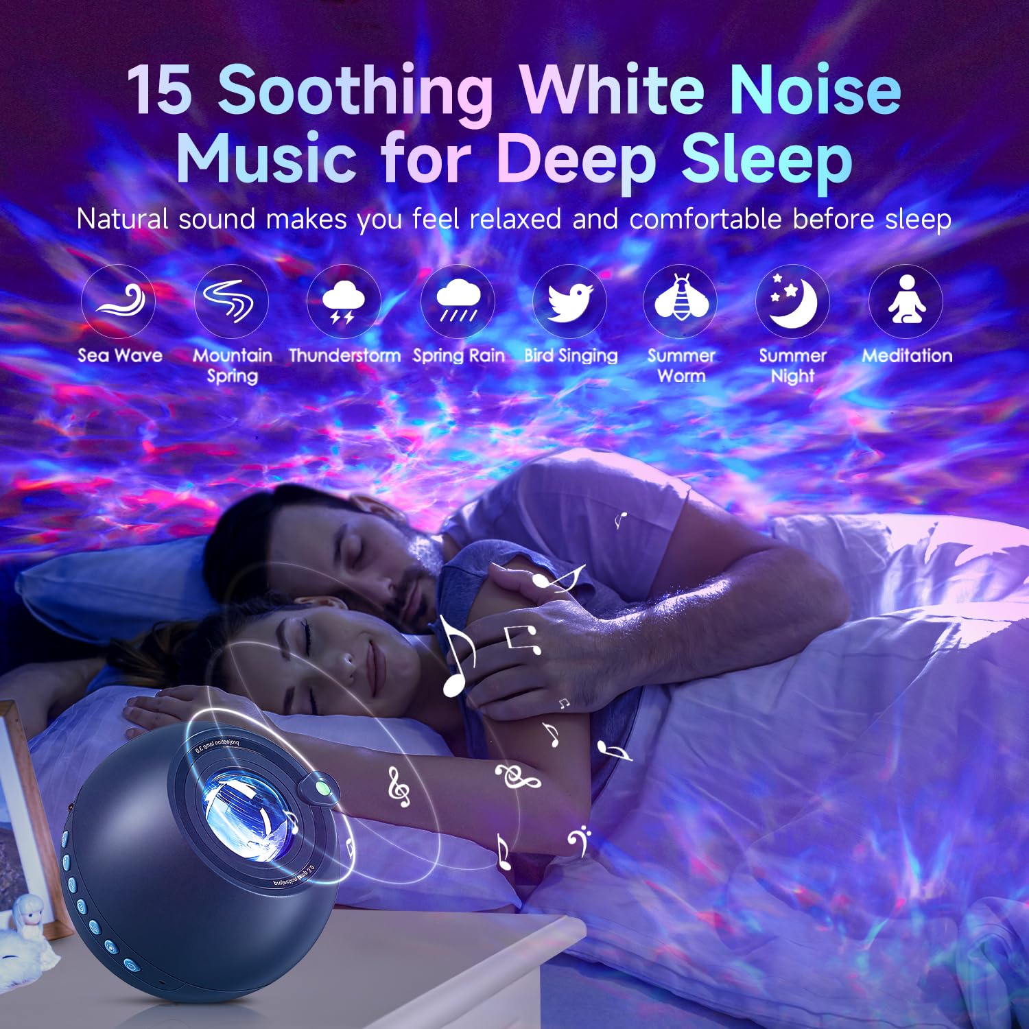 One Fire Star Projector Galaxy Light with Bluetooth Speaker, 15 White Noise Options, Remote Timer, Mood Lighting for Kids Room Decor