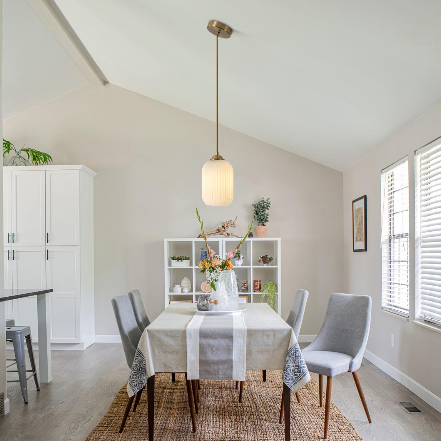 Kco Lighting Mid Century Modern White Oval Glass Gold Pendant Light Nordic 1-Light Brushed Brass Dining Pendant Lights Mini Glob