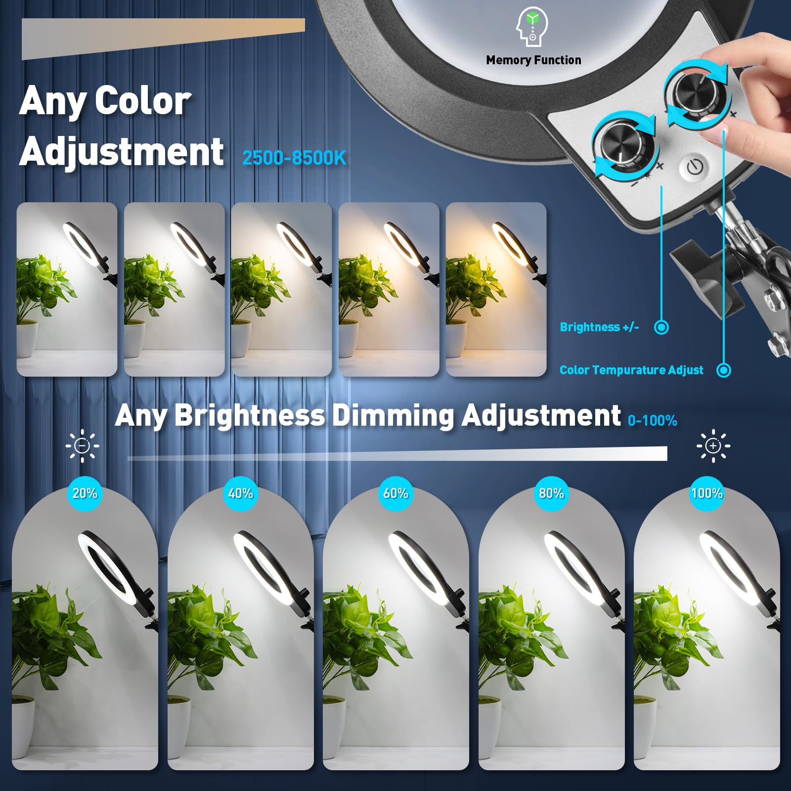 Kirkas 10X Magnifying Glass With Light And Stand, Any Color Modes & Stepless Brightness Led Magnifying Lamp With Clamp, 2-In-1 M