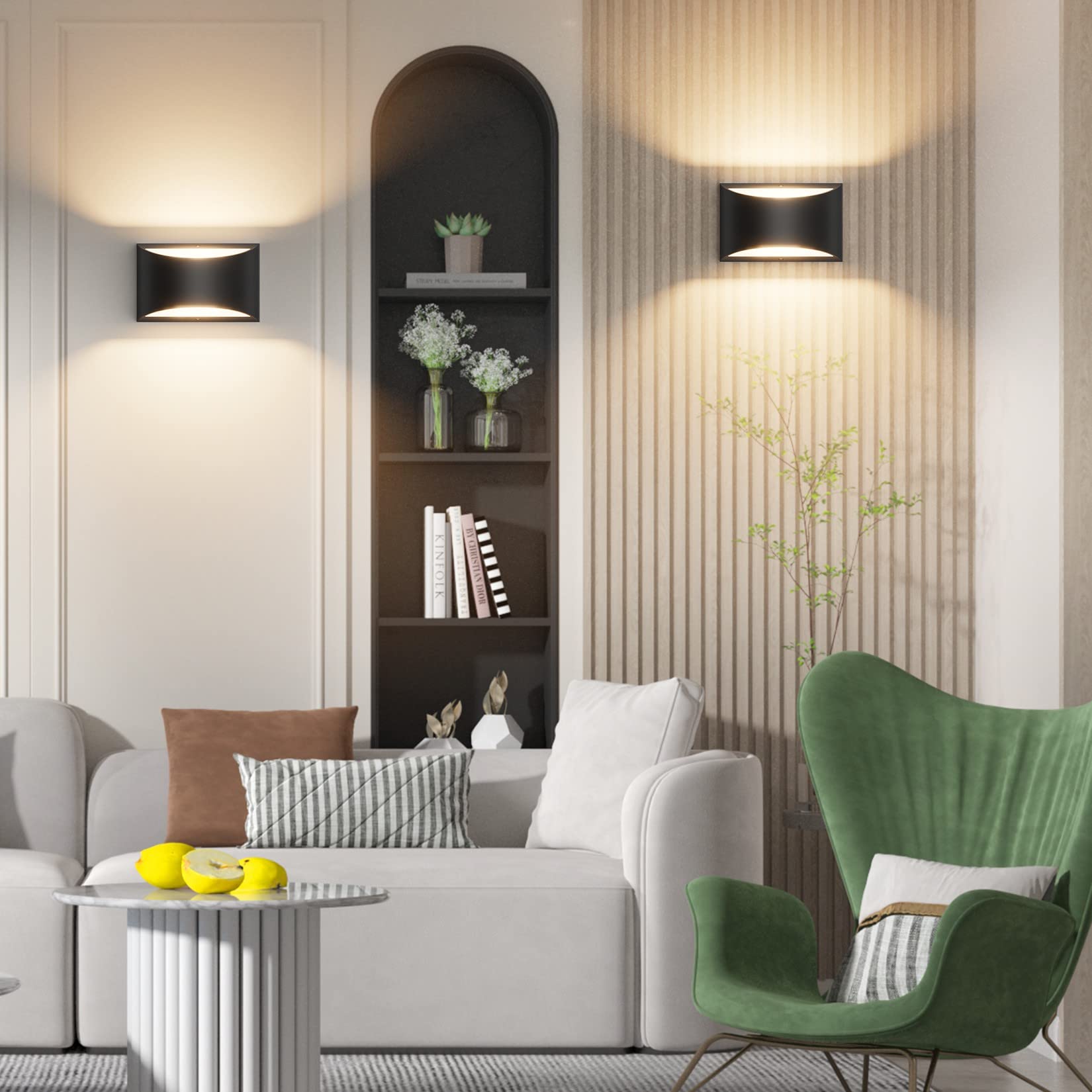 Aipsun Black LED Wall Sconce, Modern Hardwired Light, Warm White 3000K, 1 Pack, Aluminum, Model 9206