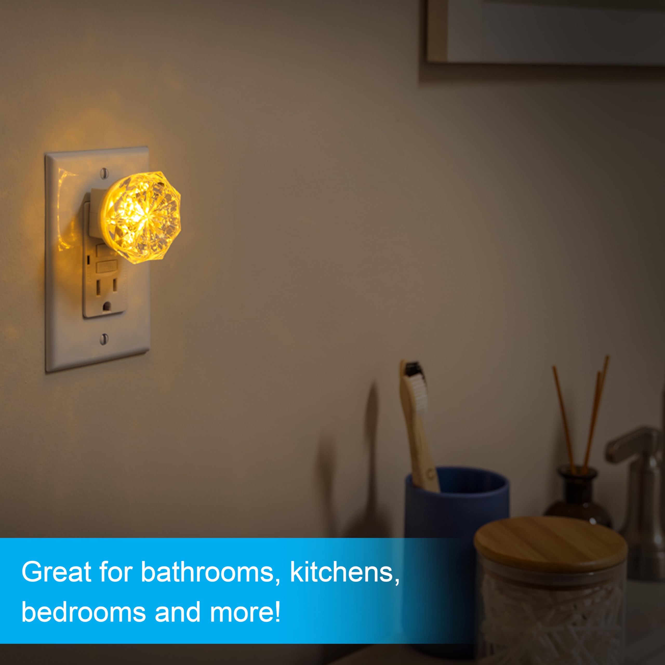GE Jewel LED Night Light, Plug-in Amber, Energy Efficient, UL-Certified, 1 Pack, Model 11291