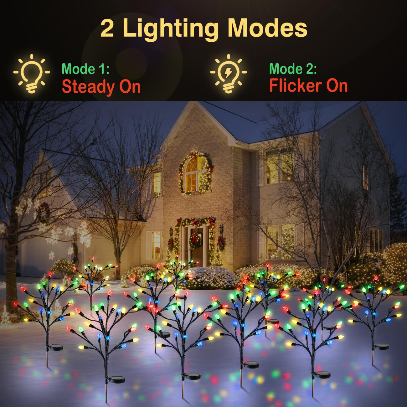Lewondr Solar Garden Lights - 20 Led Strawberry Lights, Colorful For Yard, Patio, Porch, Backyard, Christmas Decor