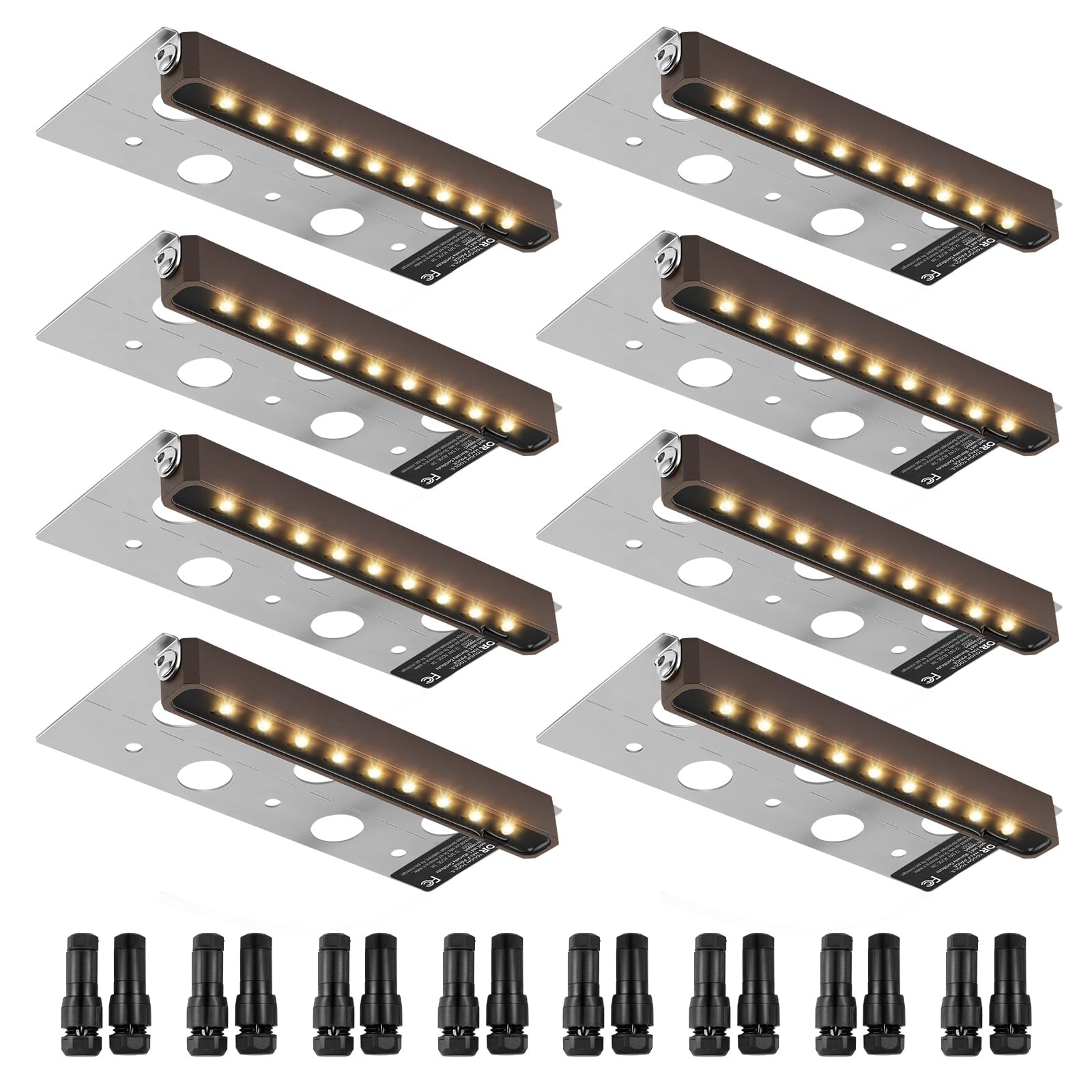 VEVOR LED Hardscape Lighting, 6.8 Inch Retaining Wall Lights, 3W 12V-24V AC/DC Low Voltage Paver Light, IP68 Waterproof Outdoor Step Lights, 3000K Swivel Hardscape with Connectors (8 Pack Soft White)