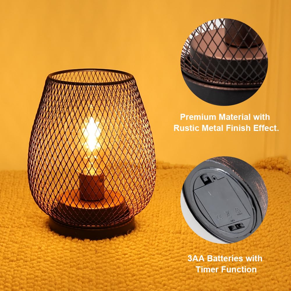 Needomo 4 Pack Battery Operated Metal Lanterns With Led Bulb - Vintage Indoor/Outdoor Decor