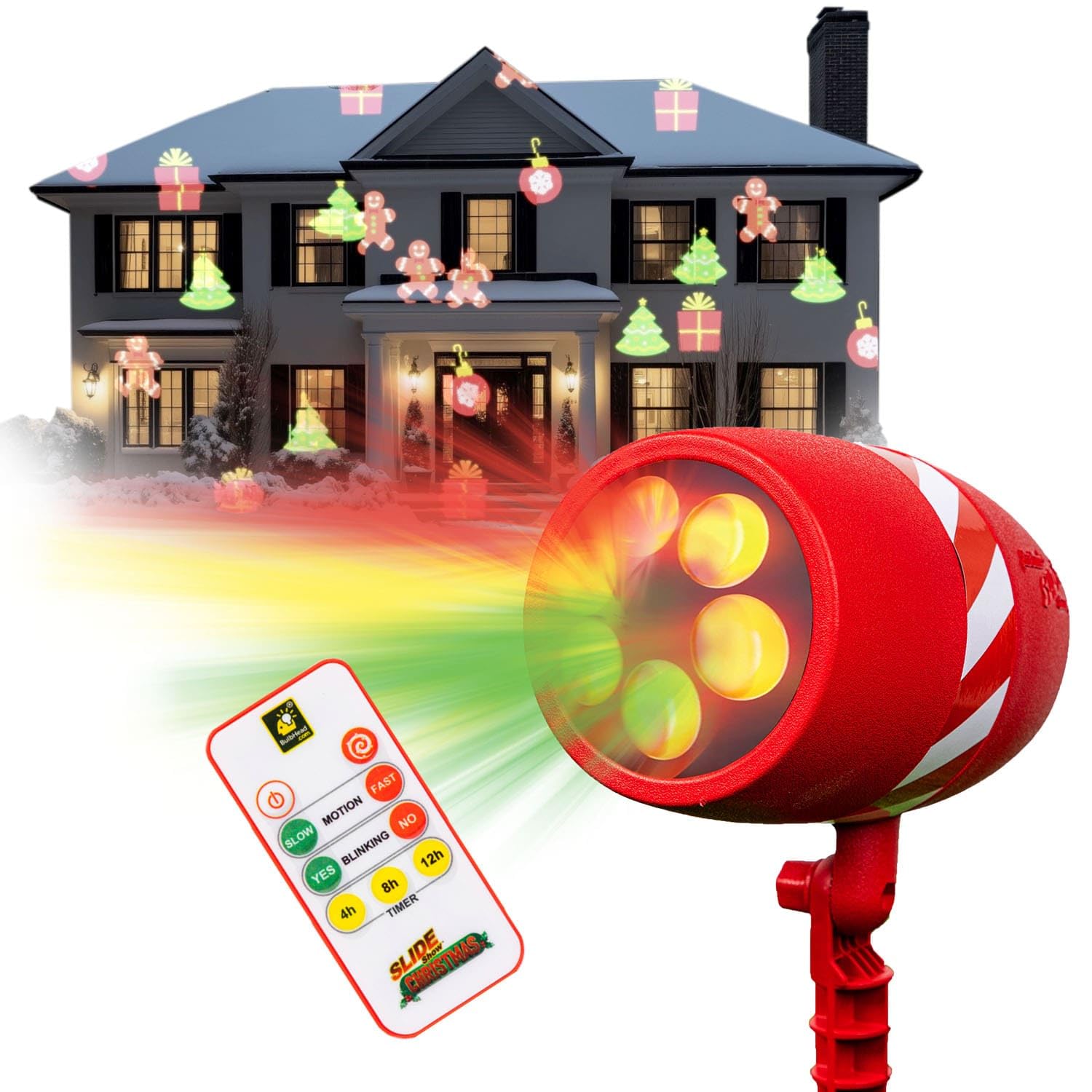 Star Shower Slide Show Christmas LED Projector, AS-SEEN-ON-TV, Showcase Your Home With Full-Color Holiday, Remote Control, Use 2