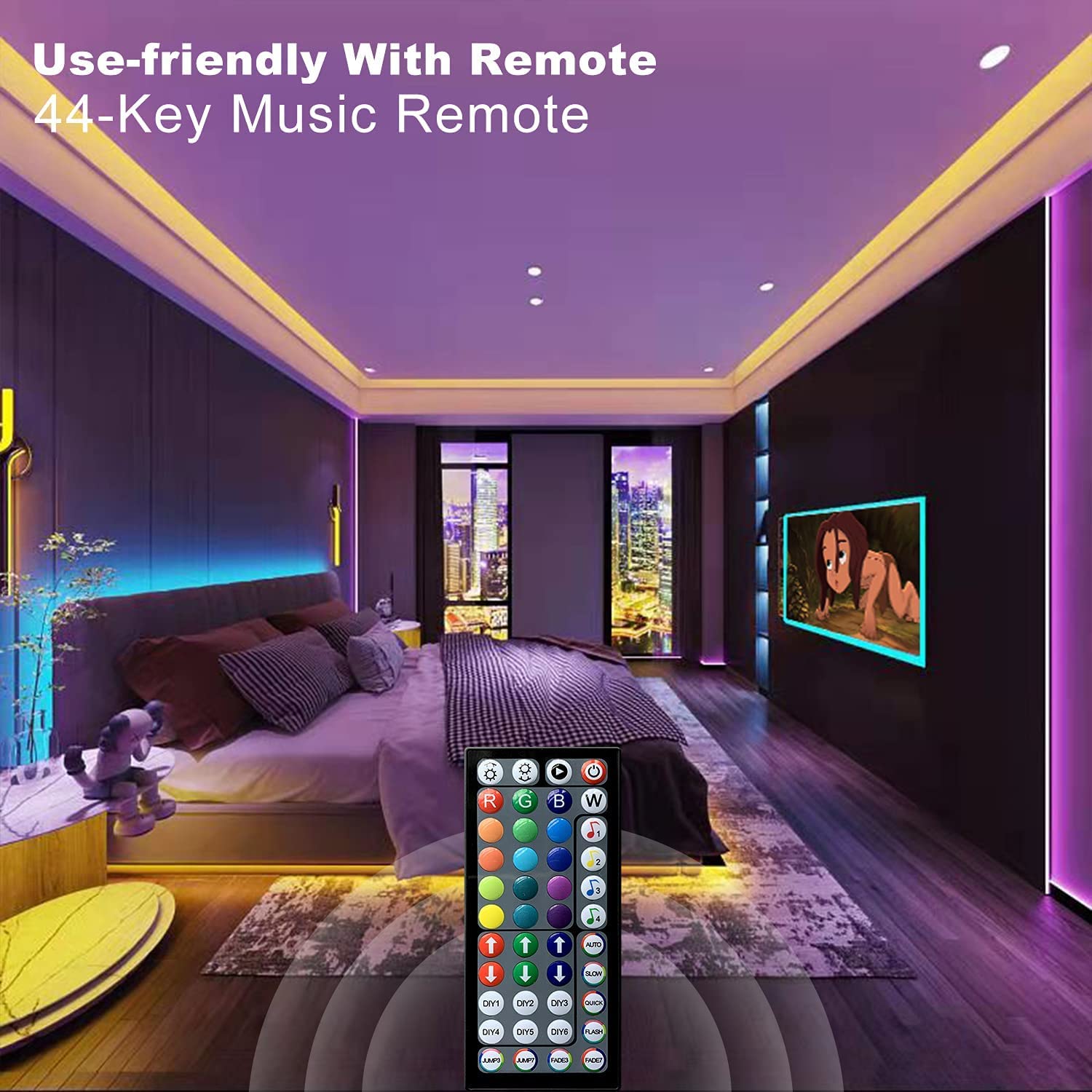 REEMEER Led Lights Smart APP Control Music Sync Led Strip Lights RGB Color Changing Led Lights Strips with Remote Led Lights for