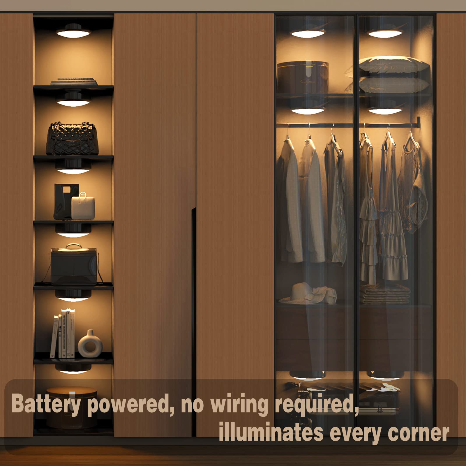 Ilyxy Puck Lights With Remote, 6 Pack Led Under Cabinet Lighting Dimmable Push Lights Battery Operated Under Counter Tap Lights