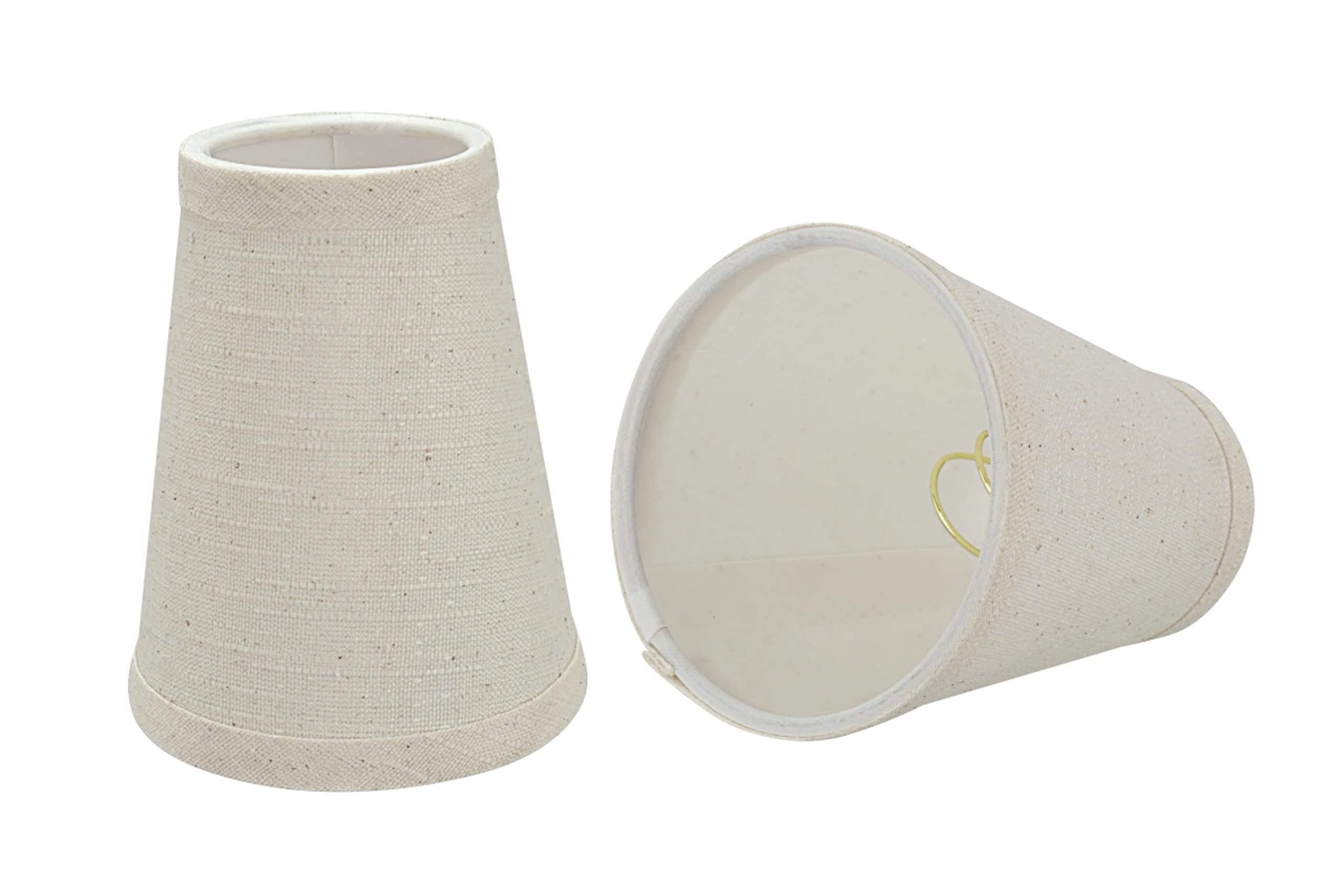 Aspen Creative 32663-2 Small Hardback Empire Shape Chandelier Clip-On Lamp Shade Set (2 Pack)  Transitional Design in Off-White  4 Bottom Width (2 1/2 x 4 x 5)