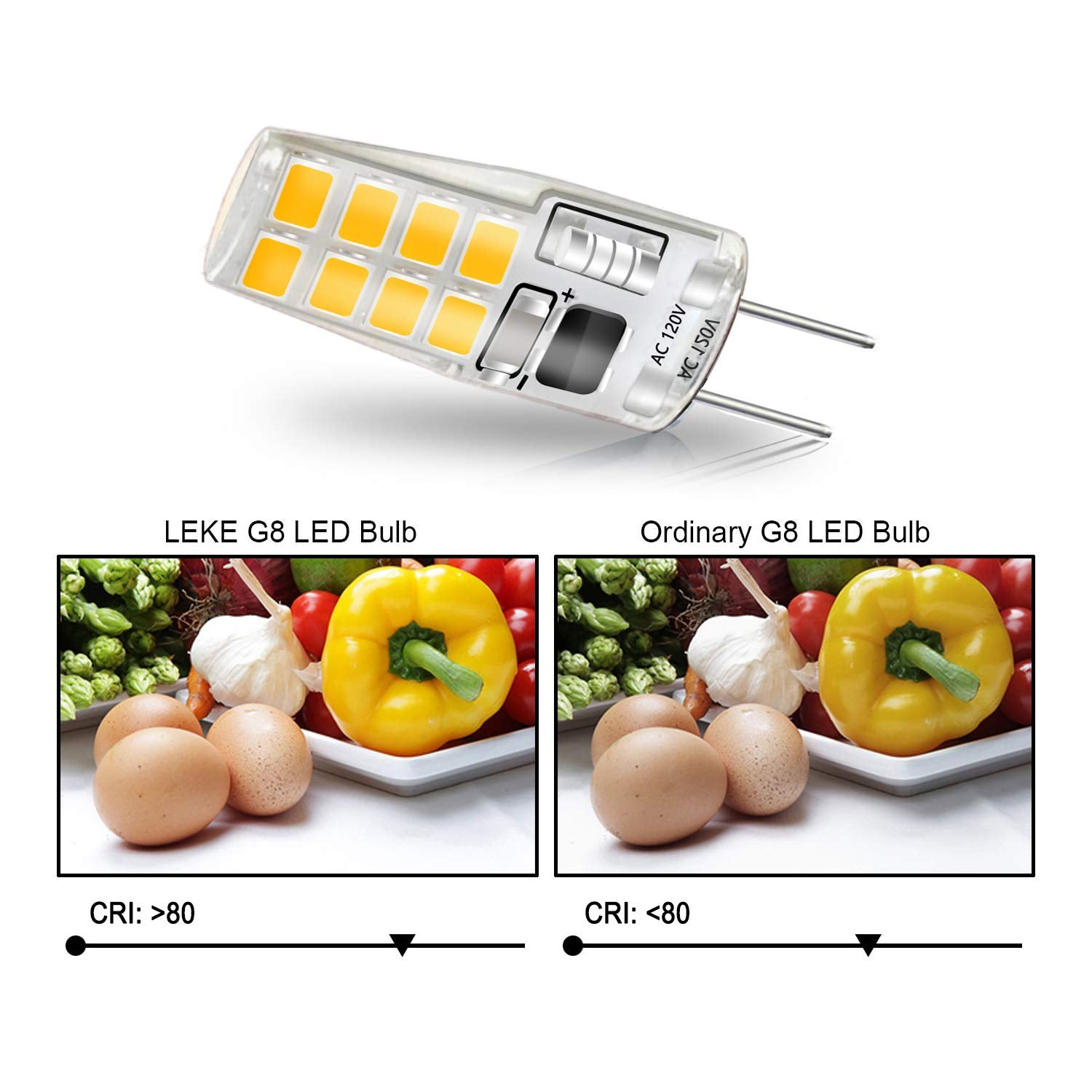 LEKE G8 LED Bulb Warm White 3W Dimmable Equivalent to 20W-25W 6 Pack