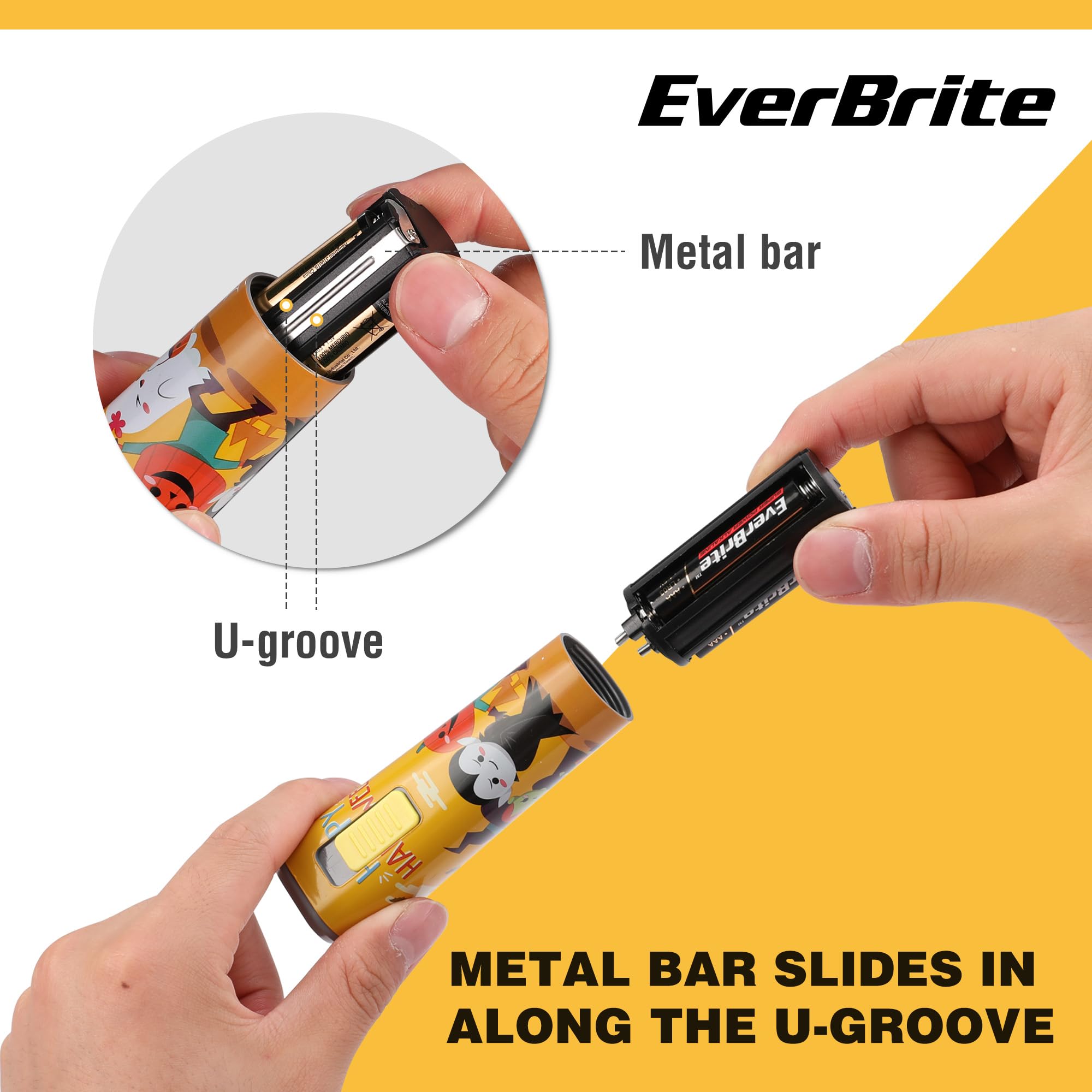EverBrite LED Flashlight Torch - Handheld Orange Light with Lanyard, 3AAA Battery Included, Model E012066A
