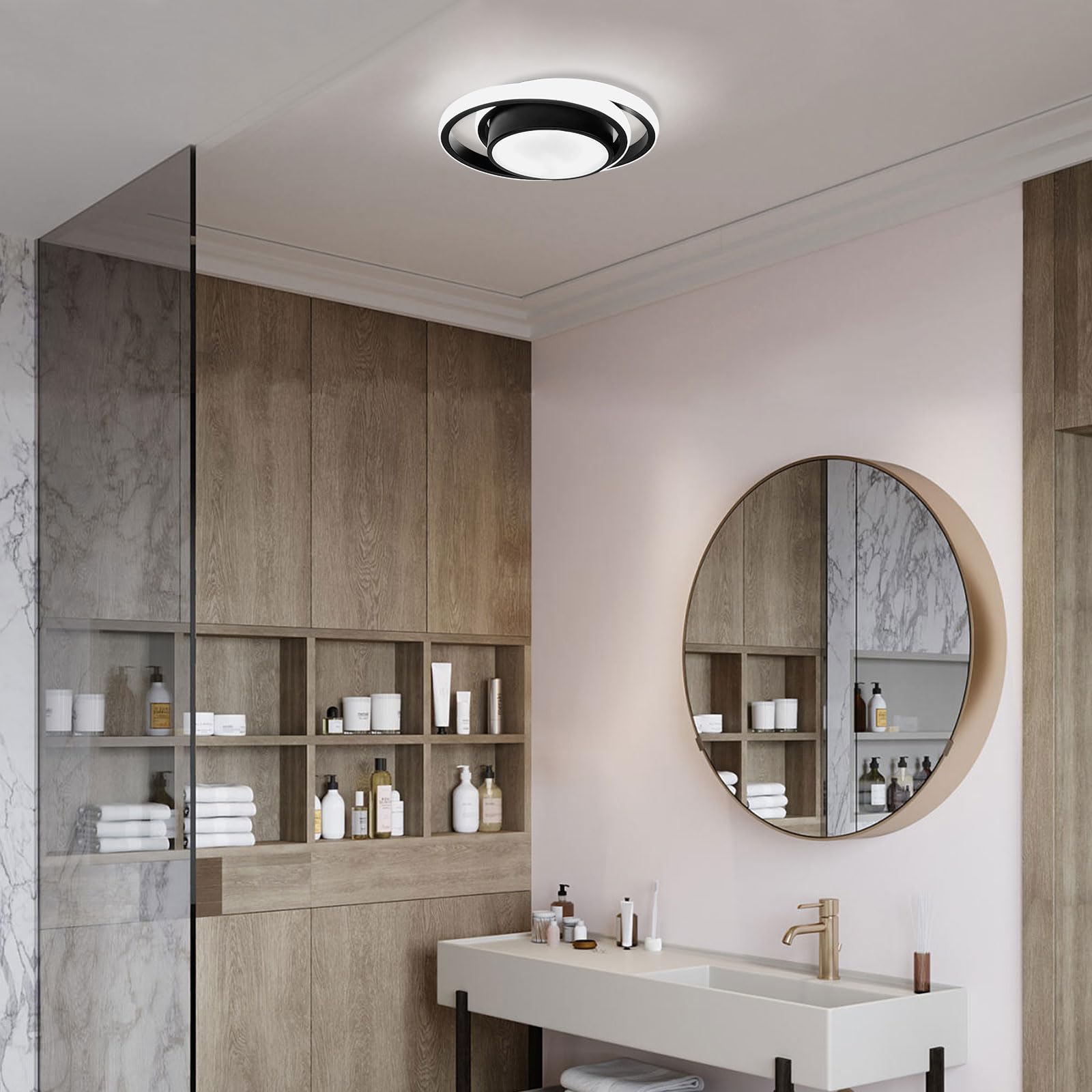 Caneoe 2 Packs Small Modern Led Ceiling Light 2 Rings Creative Design Ceiling Lamp Indoor Hallway Lighting Fixtures For Hallway Living Room Bedroom Kitchen Office (Black)