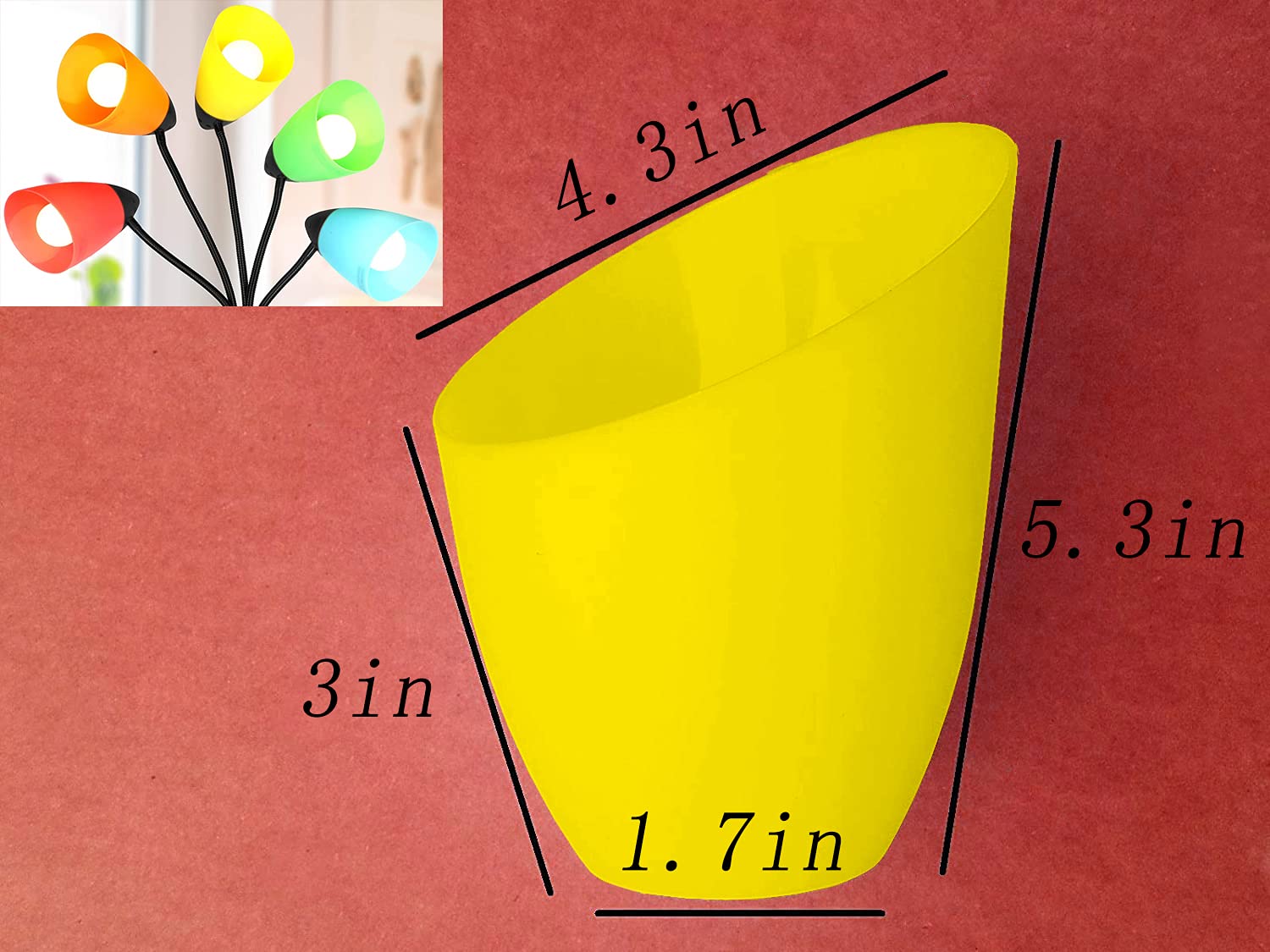 Velouer 2 Pack Plastic Lampshade Replacement for LED Floor Lamp, 5.7in High, 4.1in Diameter, Yellow
