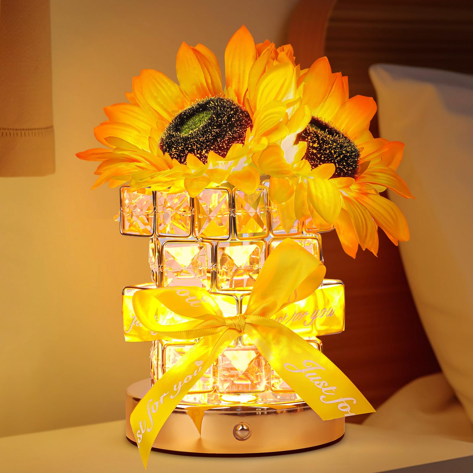 Sunflower Flower Table Lamp Gifts: Mothers Day Birthday Gifts For Women Mom Grandma Sister  Rechargeable Battery Powered Cordless Touch Small Crystal Night Light  Kitchen Bedroom Office Decor