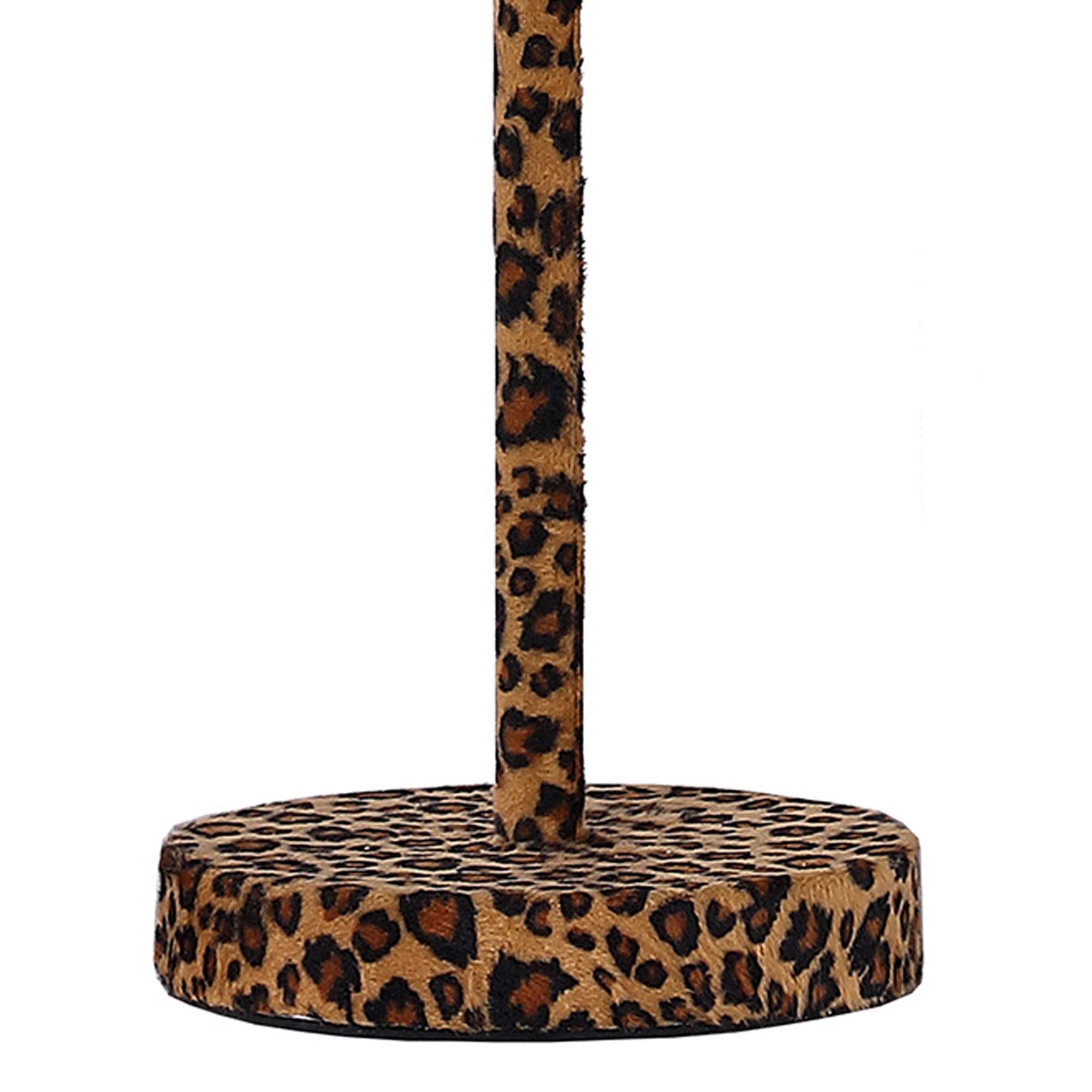 Benzara Fabric Wrapped Table Lamp, Dotted Animal Print, Model BM233930, Brown and Black