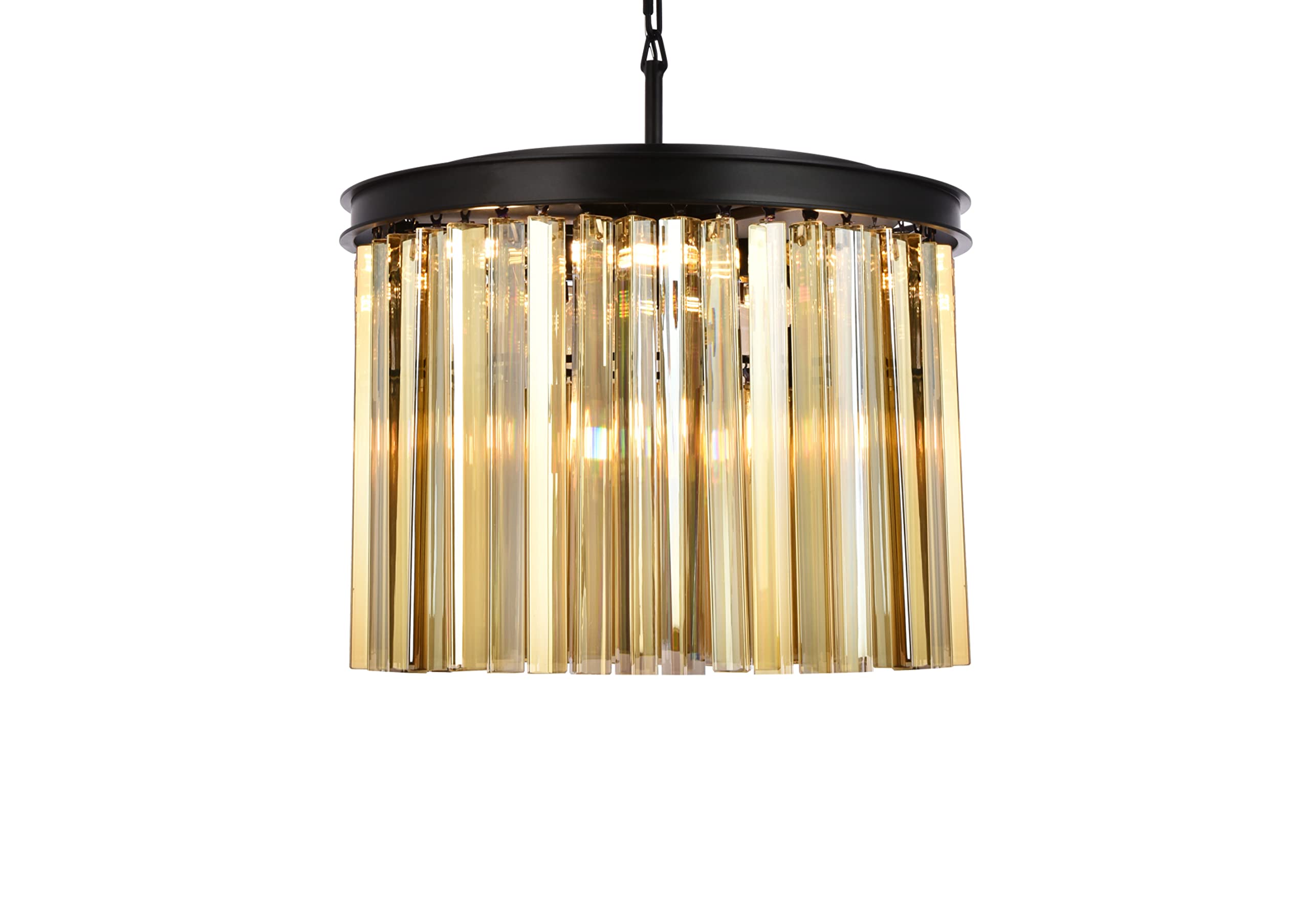 Elegant Lighting 1208D20Mb-Gt-Rc 20 Dia X 135 H In Sydney Pendent Lamp - Mocha Brown- Royal Cut Golden Teak Crystals