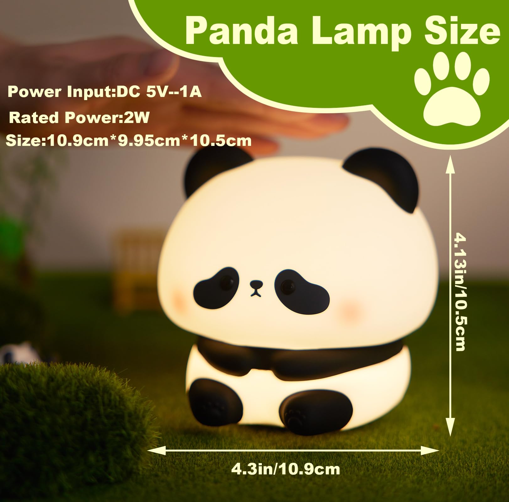 DREAMING MY DREAM Panda Night Light,LED Squishy Panda Novelty Lamp,3 Level Dimmable Nursery Nightlight, Rechargeable Touch Lamp