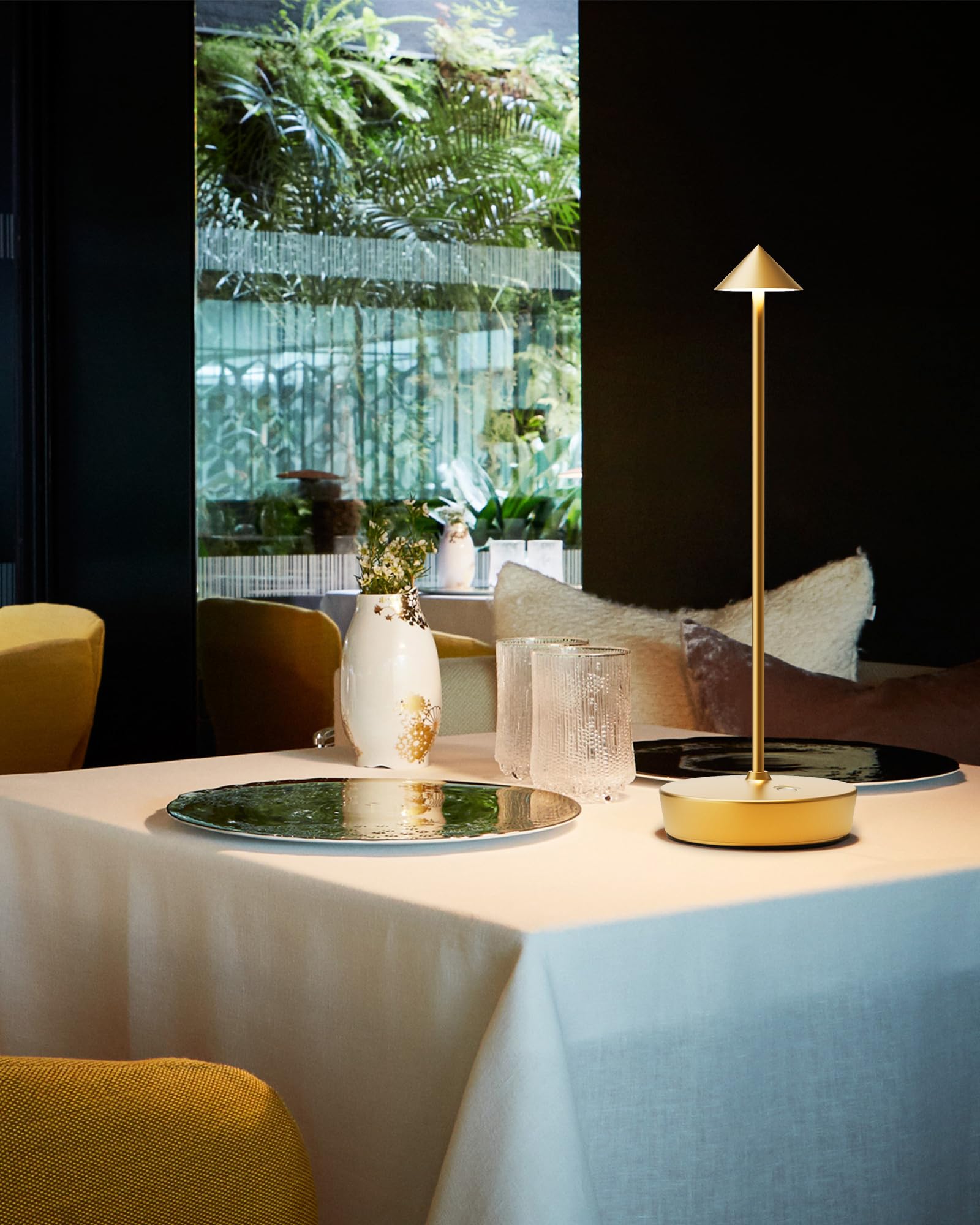 Shangcai Cordless Table Lamps Rechargeable  6000Mah Battery Operated Led Desk Lamp Outdoor Waterproof Portable Touch Dimmable Table Night Light For Patio Restaurant Dining Home Gold