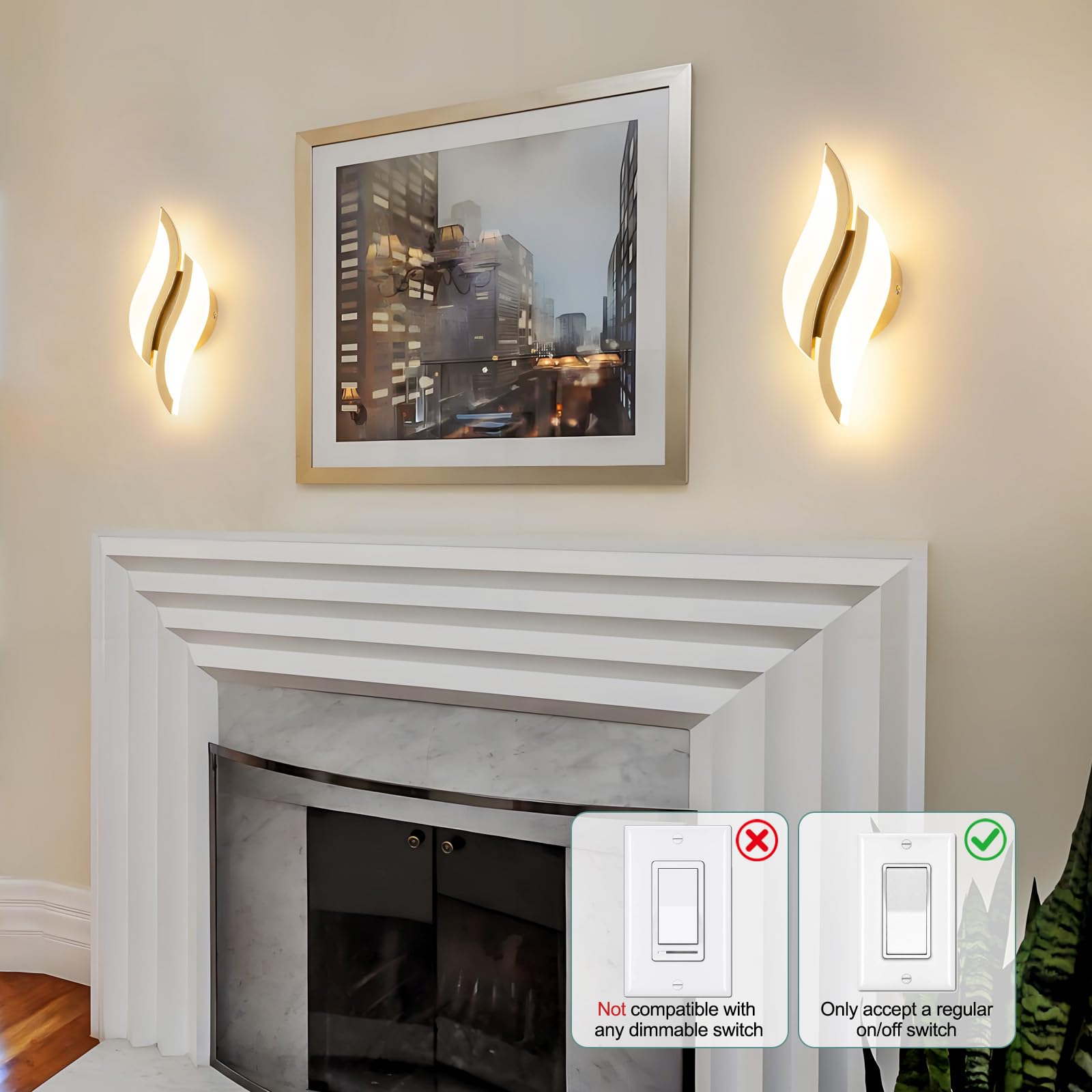 CANEOE Modern LED Wall Sconce, 6000K Cold White, Acrylic, Gold, 1 Pack, Model WL-YZ-C, Ideal for Living Room, Bedroom, Bathroom, Hallway