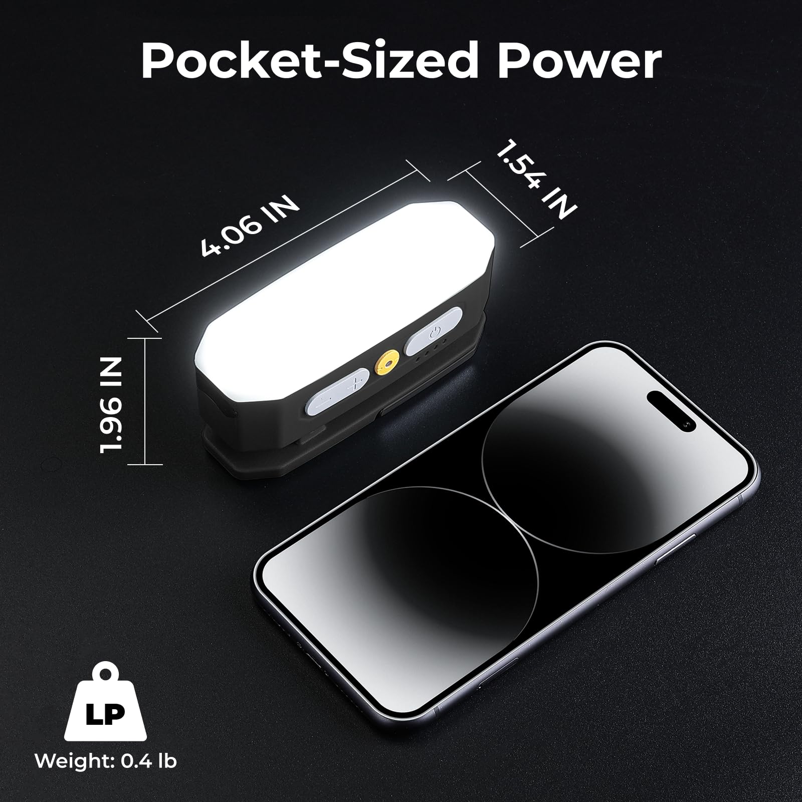BougeRV Movable Area Light - Rechargeable Camping Lantern, 3200mAh, IP65 Waterproof, Black, Model CL02