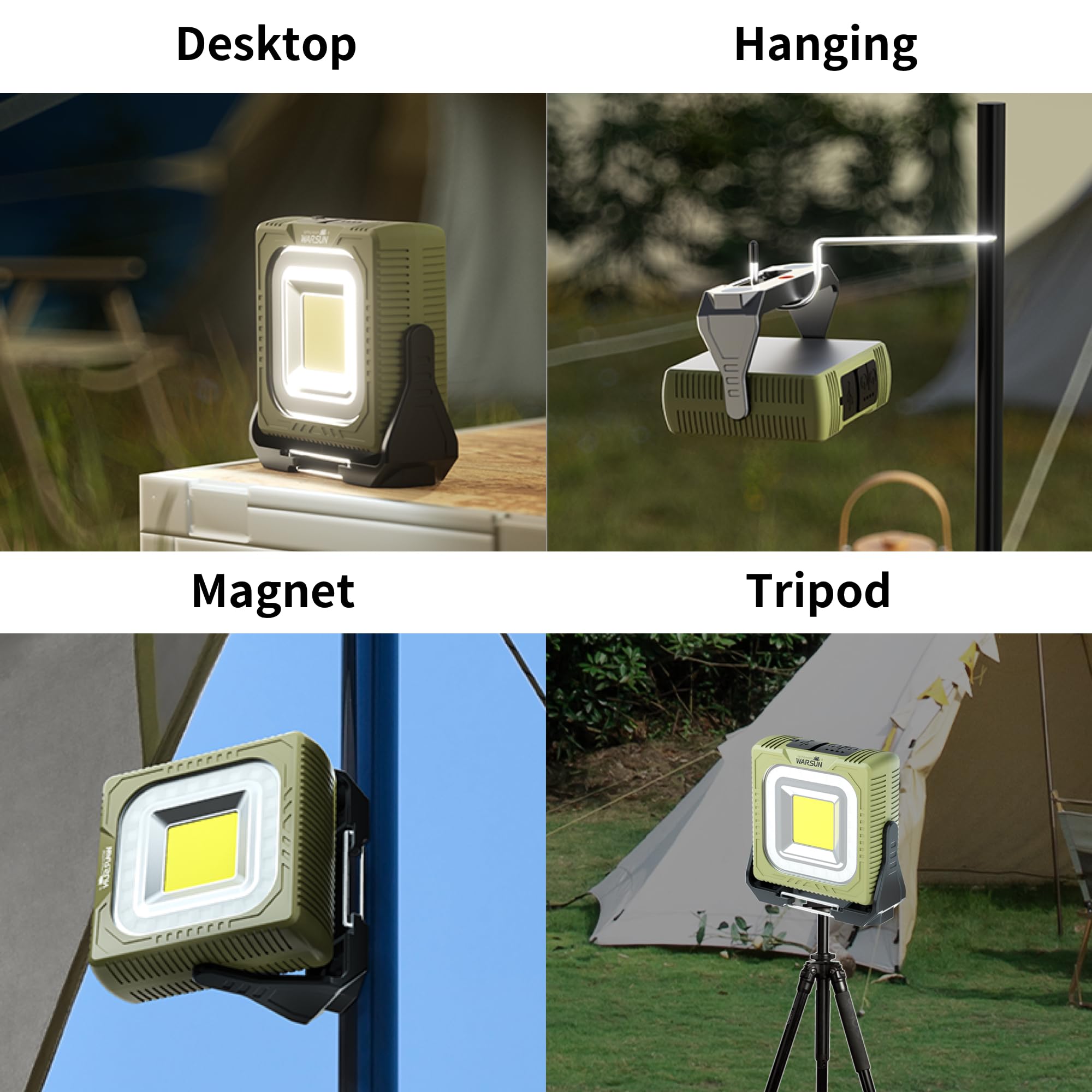 WARSUN Camping Light,Lightweight LED Camping Light,Long Lasting,Multi Lighting,Rechargeable Type C,Magnetic,Hanging,Outdoor,Hiki