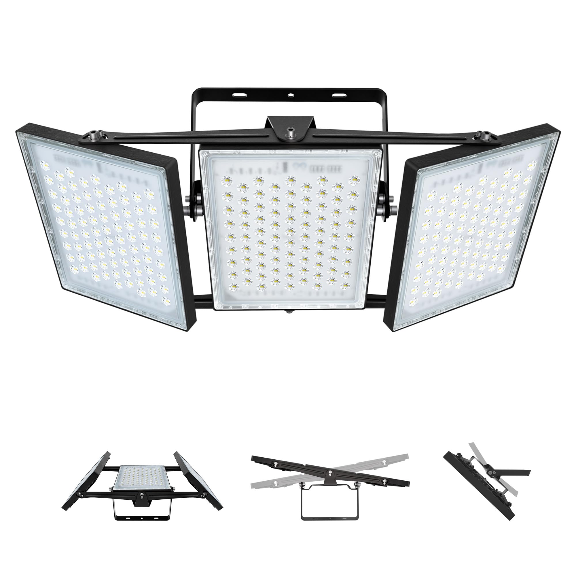 Led Flood Light Outdoor, Stasun 750W 75000Lm 6000K Daylight White Ip66 Waterproof, Commercial Parking Lot Light,3 Heads For Yard