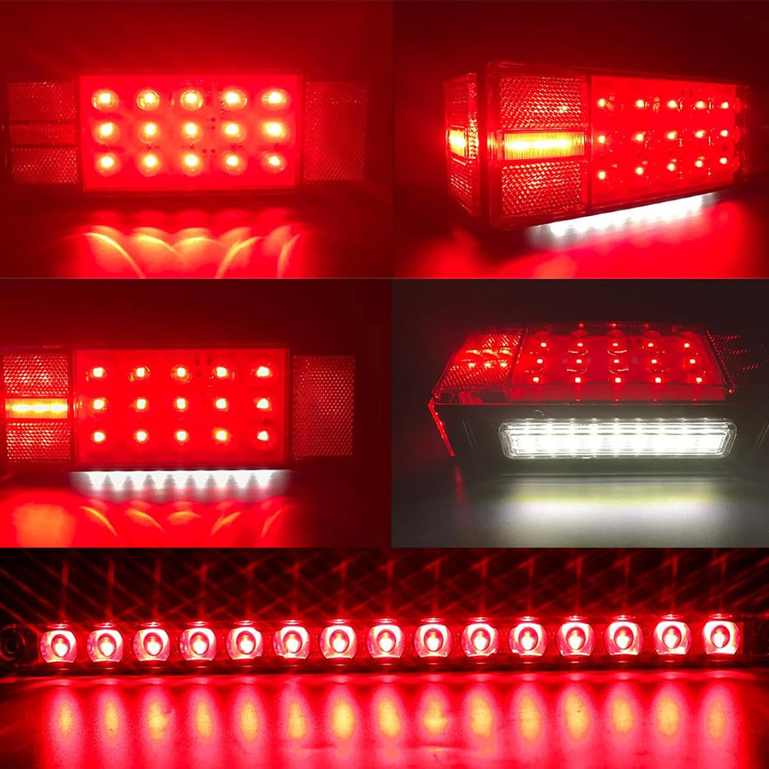 LIMICAR Boat Trailer Lights Kit, IP68 Submersible LED, 13.7in 3rd Light Bar, Red & Amber, Model 200725