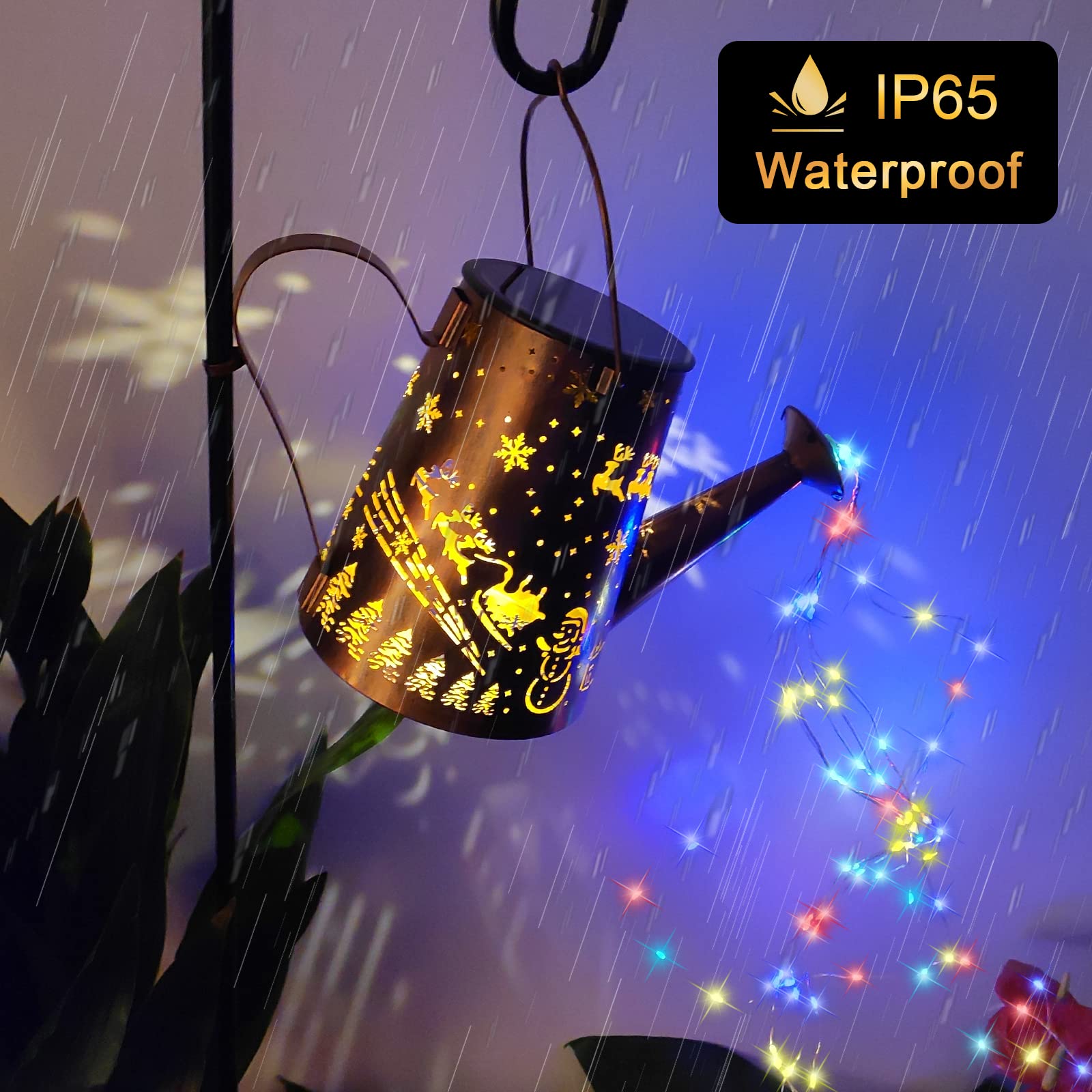 Solar Lights Outdoor Garden Decorations,Watering Can Landscape Light Large Hanging Waterfall Lantern,Outside Waterproof Patio De