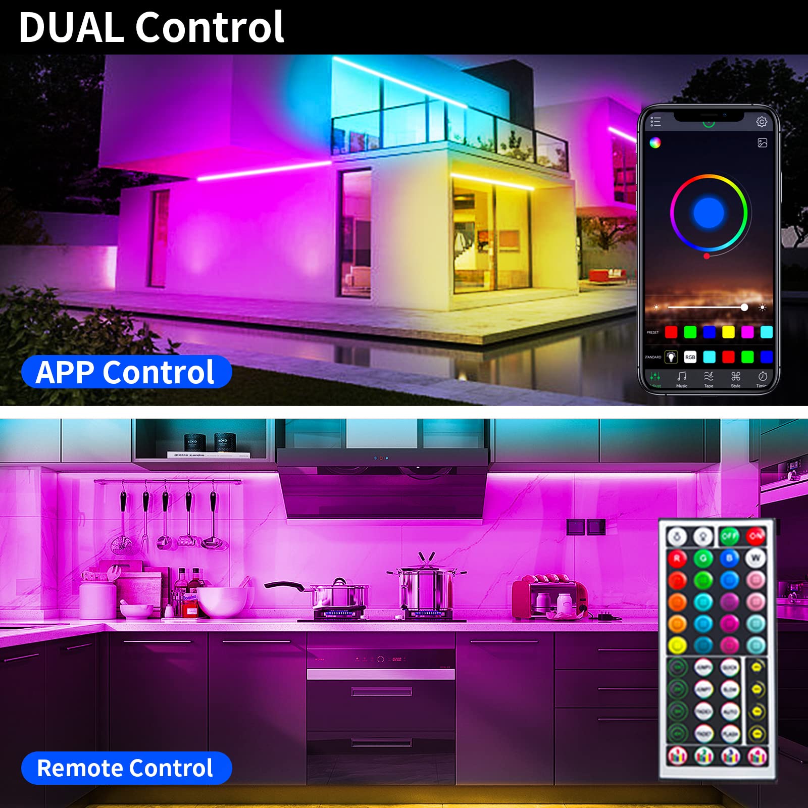KSIPZE LED Strip Lights 50ft RGB Color Changing Music Sync Smart App Control Vinyl Model ST51_K2430