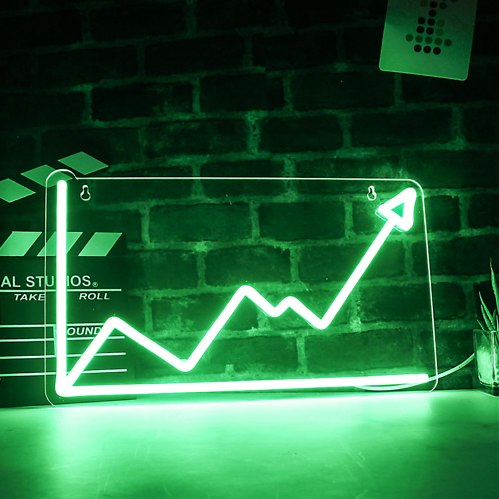 LeDigPig Neon Sign - Stock Market Trend LED Light for Wall Decor, 8.8x14.8 inches, Bull Market-Green, Model: StaryLightz-Bullmarket