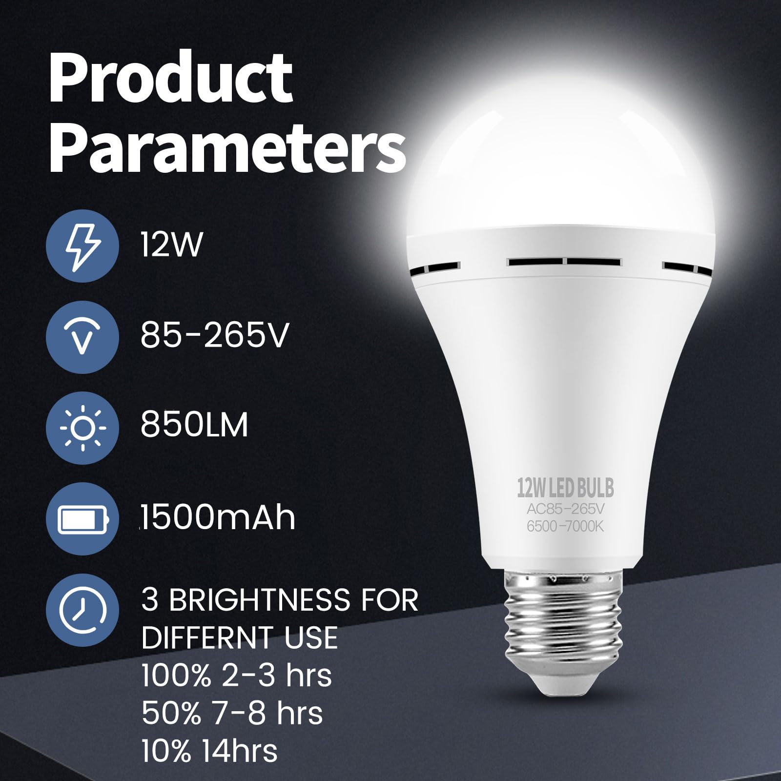 Tfoi Rechargeable Emergency Led Light Bulbs For Home Power Failure Listed Battery Operated Light Bulb Power Outage Camping Readi