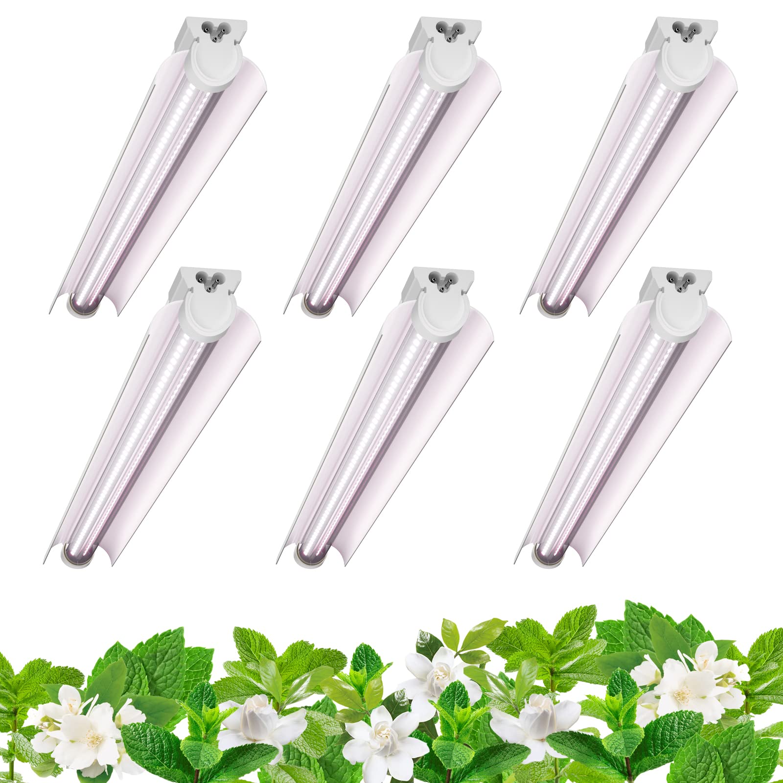 Barrina LED Grow Lights, Full Spectrum, 180W, 3FT T8 Grow Light Strips, Aluminum, Pinkish White, Model INWT80421265Ec, 6-Pack
