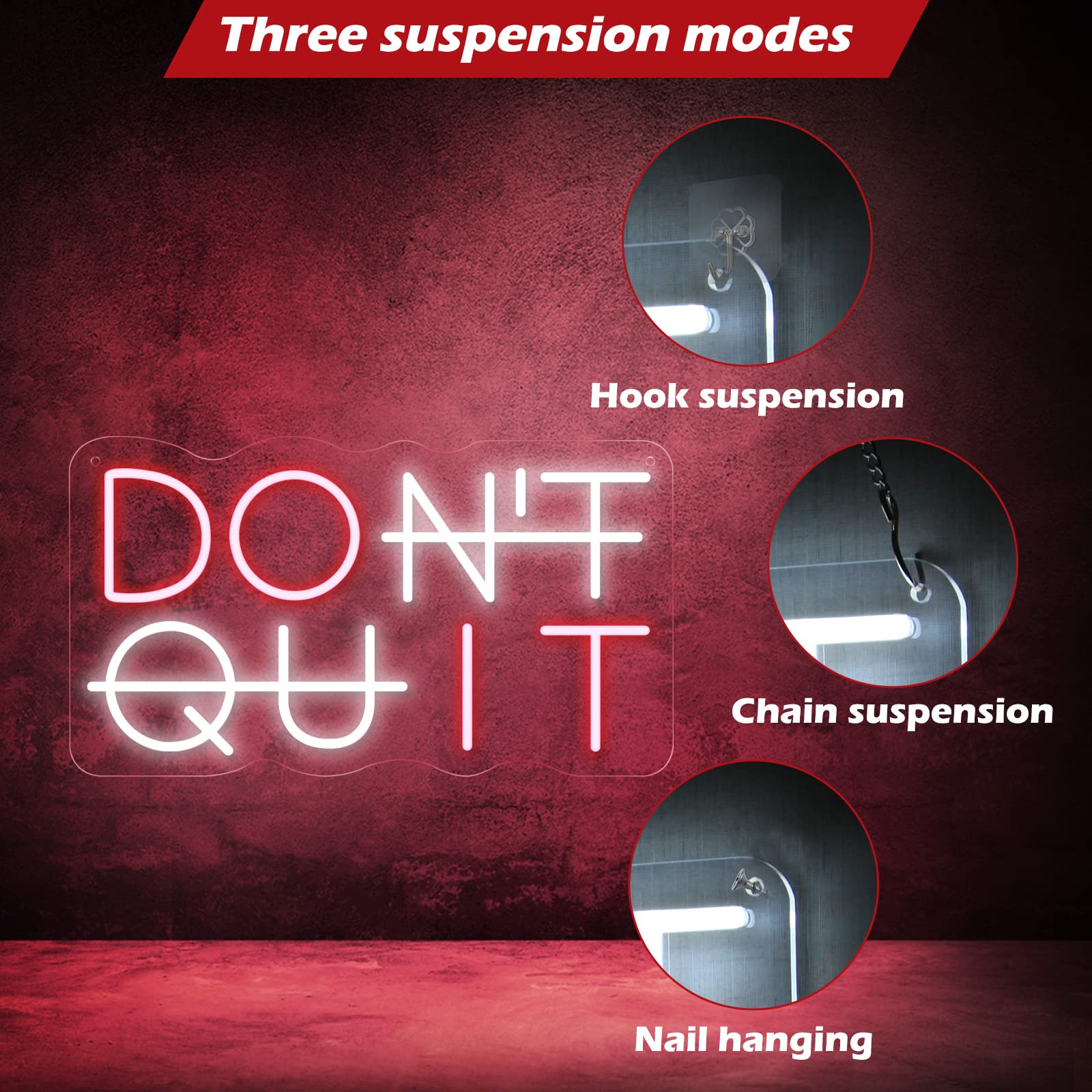 Yikbik Don'T Quit Neon Sign For Wall Decor, Do It Neon Lights Party Decorations, Usb Powered Switch Led Neon Lights Adjustable F