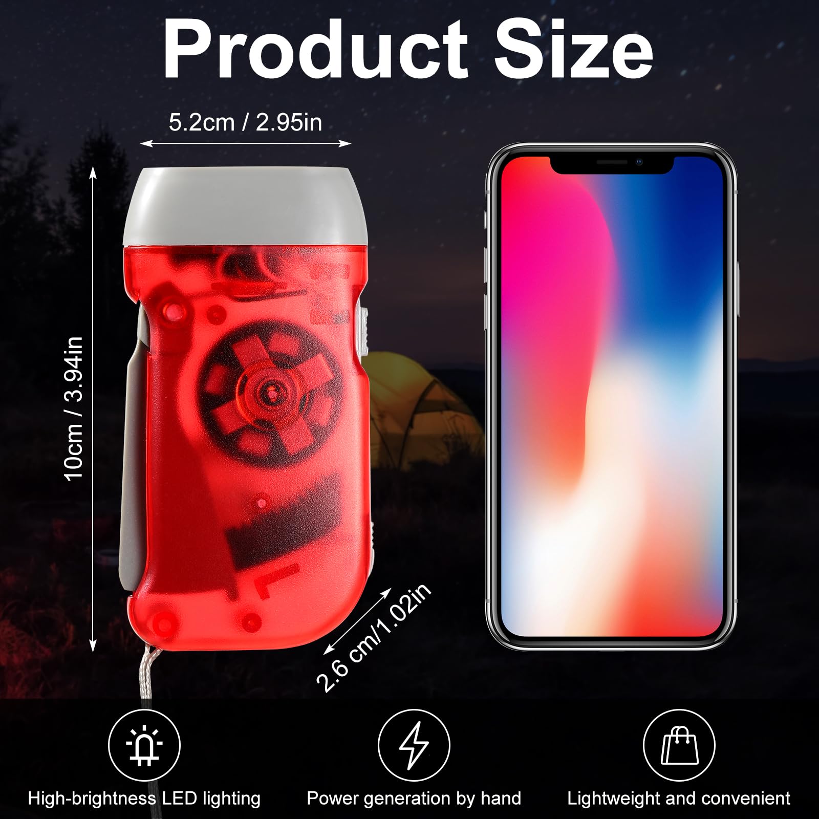 Treela 36 Pcs Hand Crank Flashlight Bulk Squeeze Wind Up Flashlight No Battery With Led Self Powered Charging Torch Dynamo For Camping Emergency Survival Christmas(Green, Gray, Blue, Red)